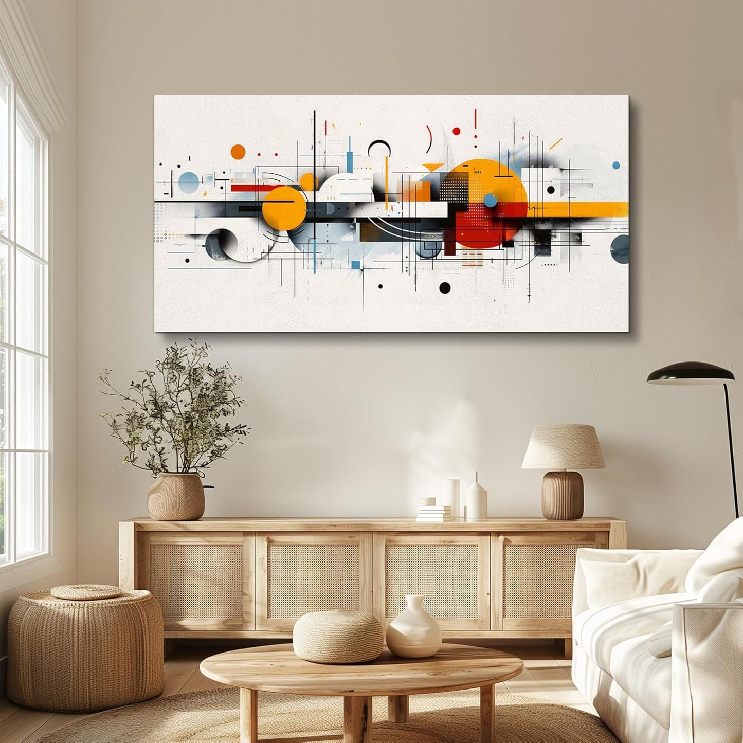 KELIYUAN Large Canvas Modern Print Artwork Home Decor Abstract Geometry Red Yellow Blue Wall Decor For Living Room Dining Room Wall Art For Office Bedroom Hallway Decoration Aesthetics 30 X 60 In