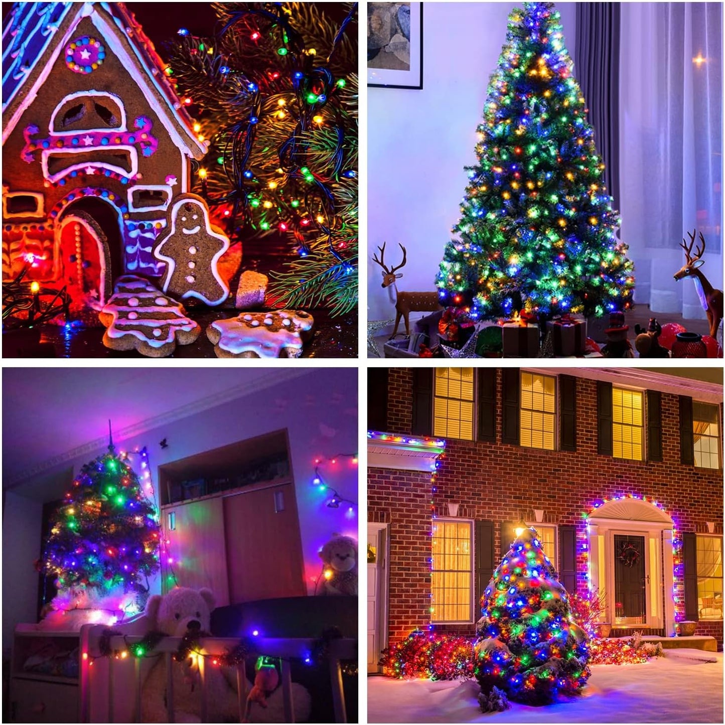 JMEXSUSS 500 LED Christmas Lights Outdoor Waterproof, Multicolor Christmas Tree Lights Plug in, 8 Modes Twinkle Fairy String Lights for Indoor Xmas Wedding Party Garden Decoration