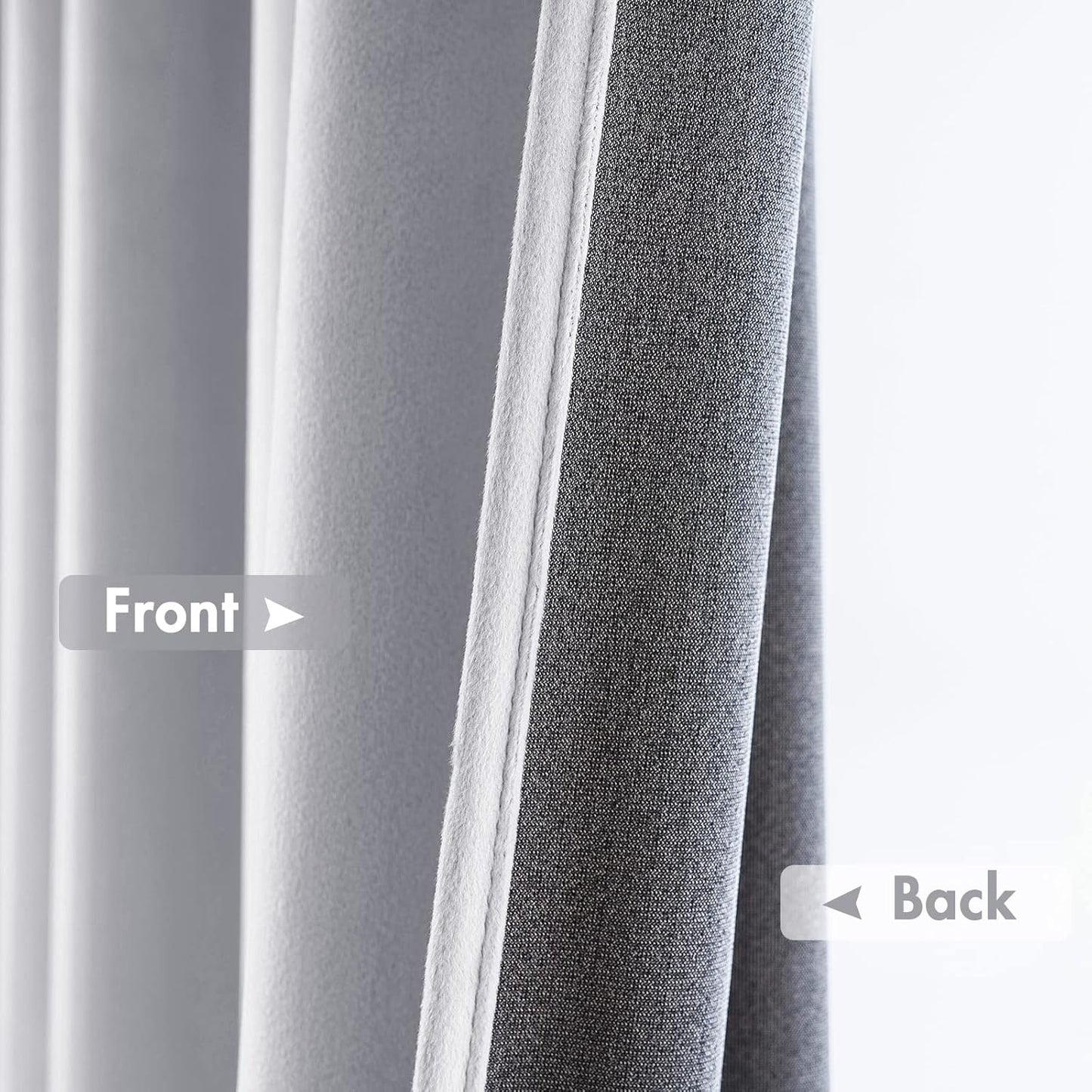 MIULEE Greyish White Velvet Curtains Thermal Insulated Blackout Curtain Drapes for Bedroom Living Room Darkening 90 Inches Long Curtains Panels Rod Pocket Set of 2