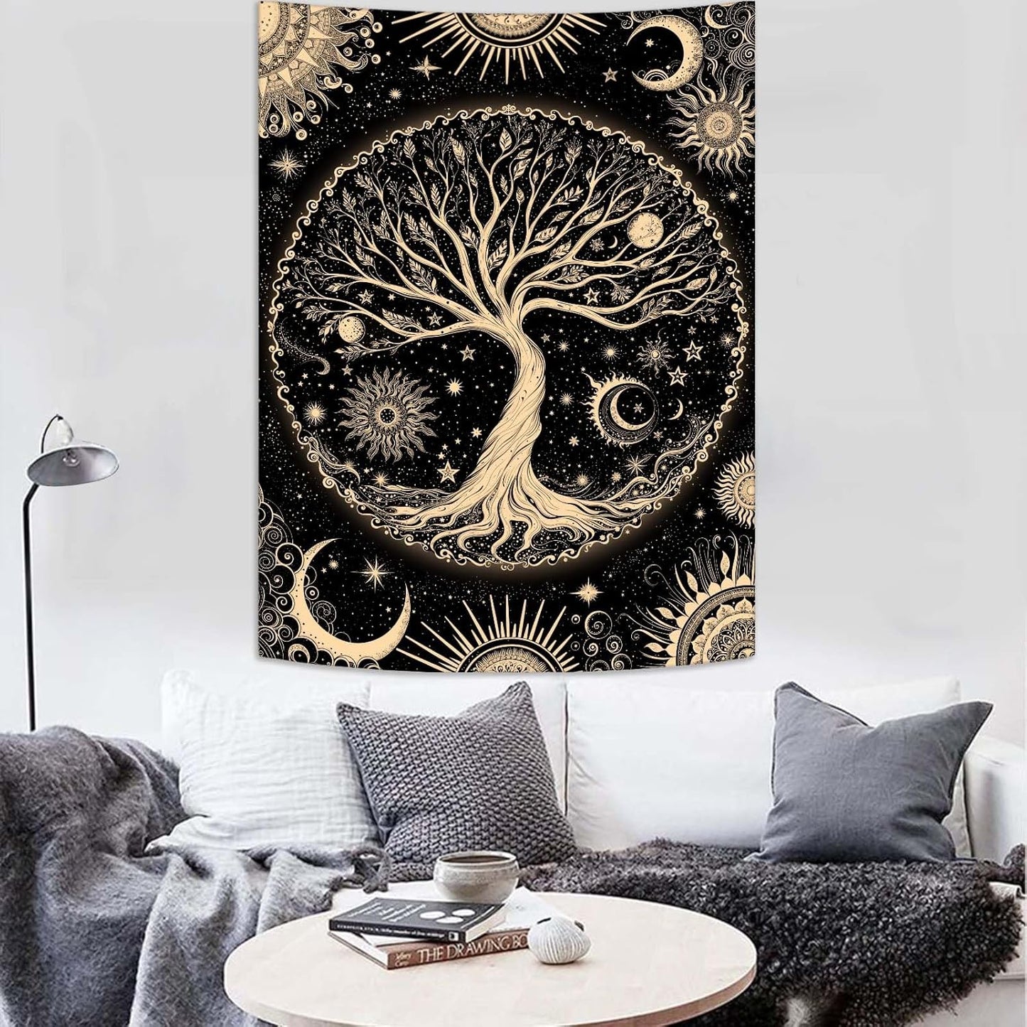 Lunerfex Tree of Life Tapestry Starry Sky Wall Tapestry, Vintage Tapestries for Bedroom Ceiling Tapestries Wall Hanging for Bedroom Living Room Decor Tree-3 44"x60"
