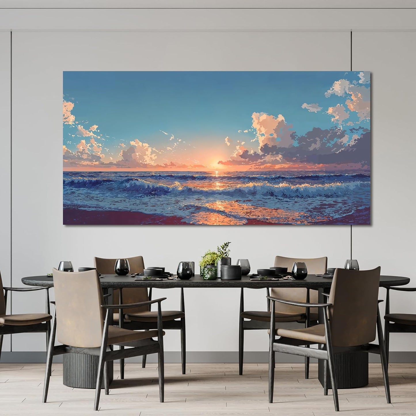Canvas Wall Art Decor Blue Beach Wall Art Decor large pictures for living room Wall Canvas Art Prints Artwork For Walls Art Decorations Wall Pictures For Bedroom Office Wall Hanging Decor 24" X 48"