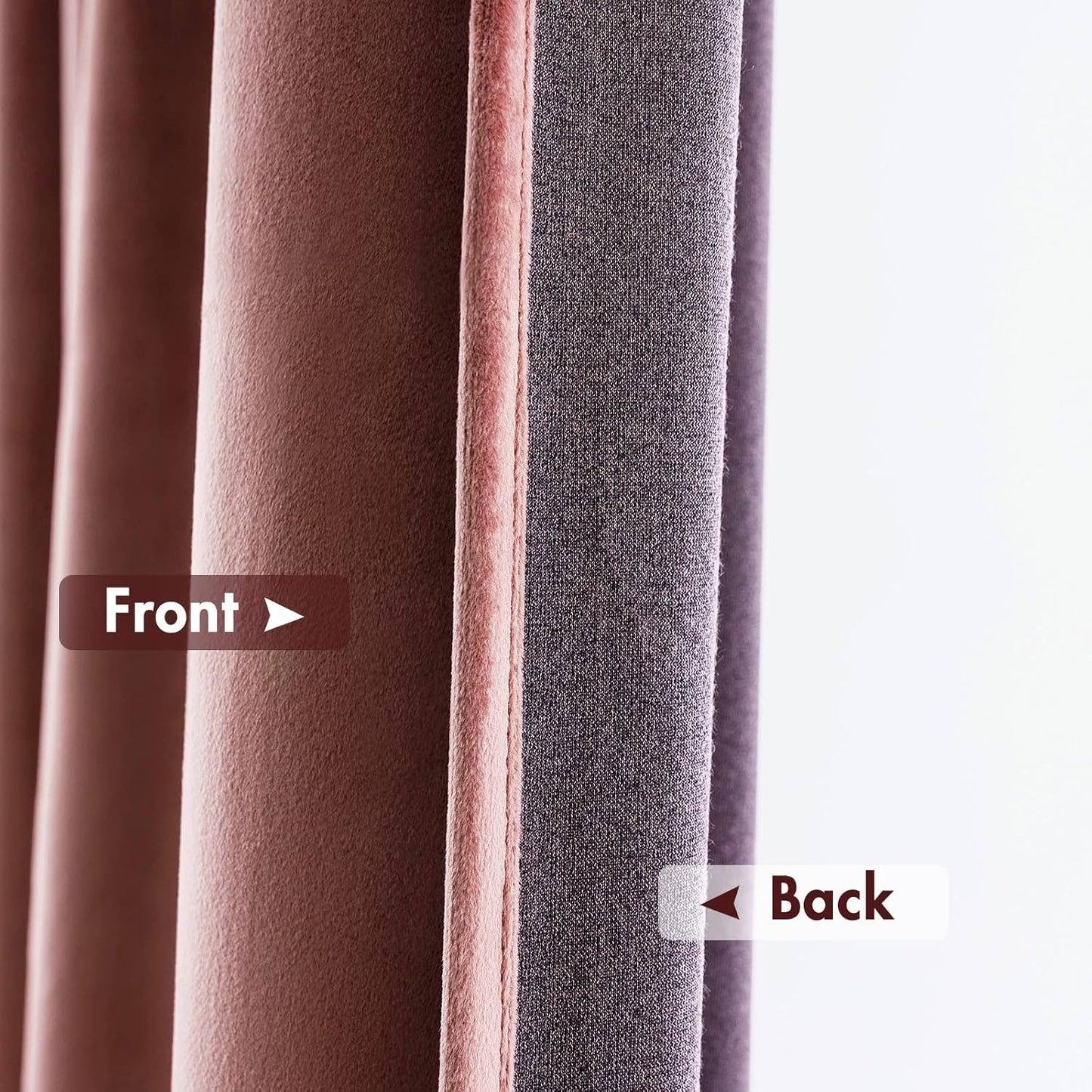 MIULEE Dusty Rose Pink Velvet Curtains Thermal Insulated Blackout Curtain Drapes for Bedroom Living Room Darkening 96 Inches Long Curtains Panels Rod Pocket Set of 2