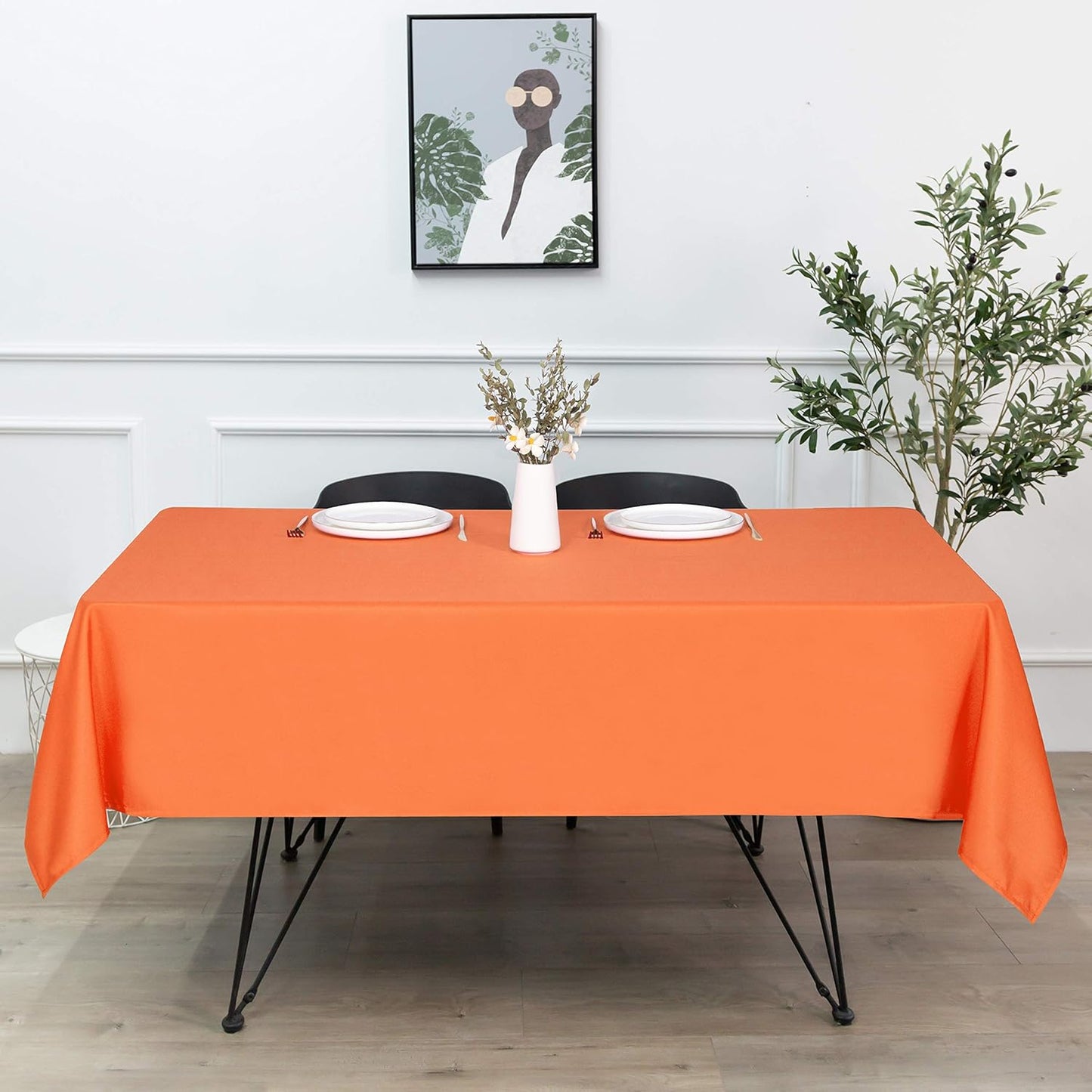 sancua Rectangle Tablecloth - 54 x 78 Inch - Stain and Wrinkle Resistant Washable Polyester Table Cloth, Decorative Fabric Table Cover for Dining Tables, Buffet Parties and Camping, Orange