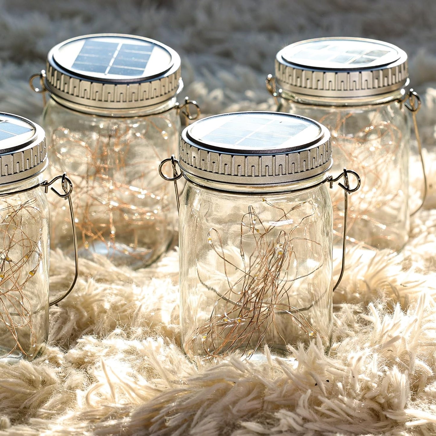 Cooo 12 Pack Solar Lanterns Outdoor Waterproof Upgraded Crystal Glass Solar Mason Jar Lights 30 LED 215% Larger SolarPanel, Anti-Rust Lid(Just a Little More,Get Double The Delight-Warm White)