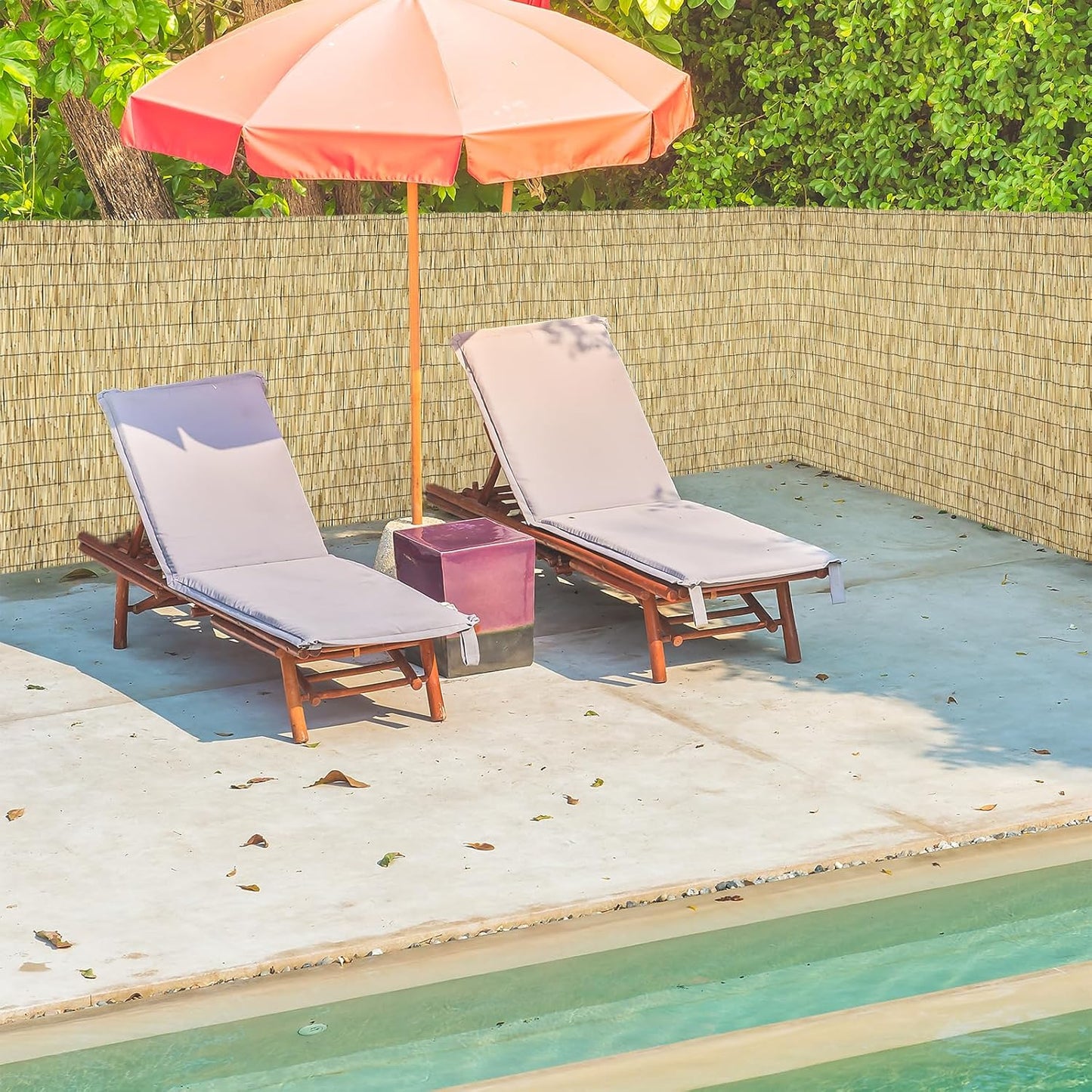 Natural 4FT X 16.4FT Reed Fencing Roll, Balcony Privacy Shade Reed Bamboo Fencing Garden Fence Border, Wind Block Sunshade Fence Screen for Outdoor Yard Patio Flower Bed Edge