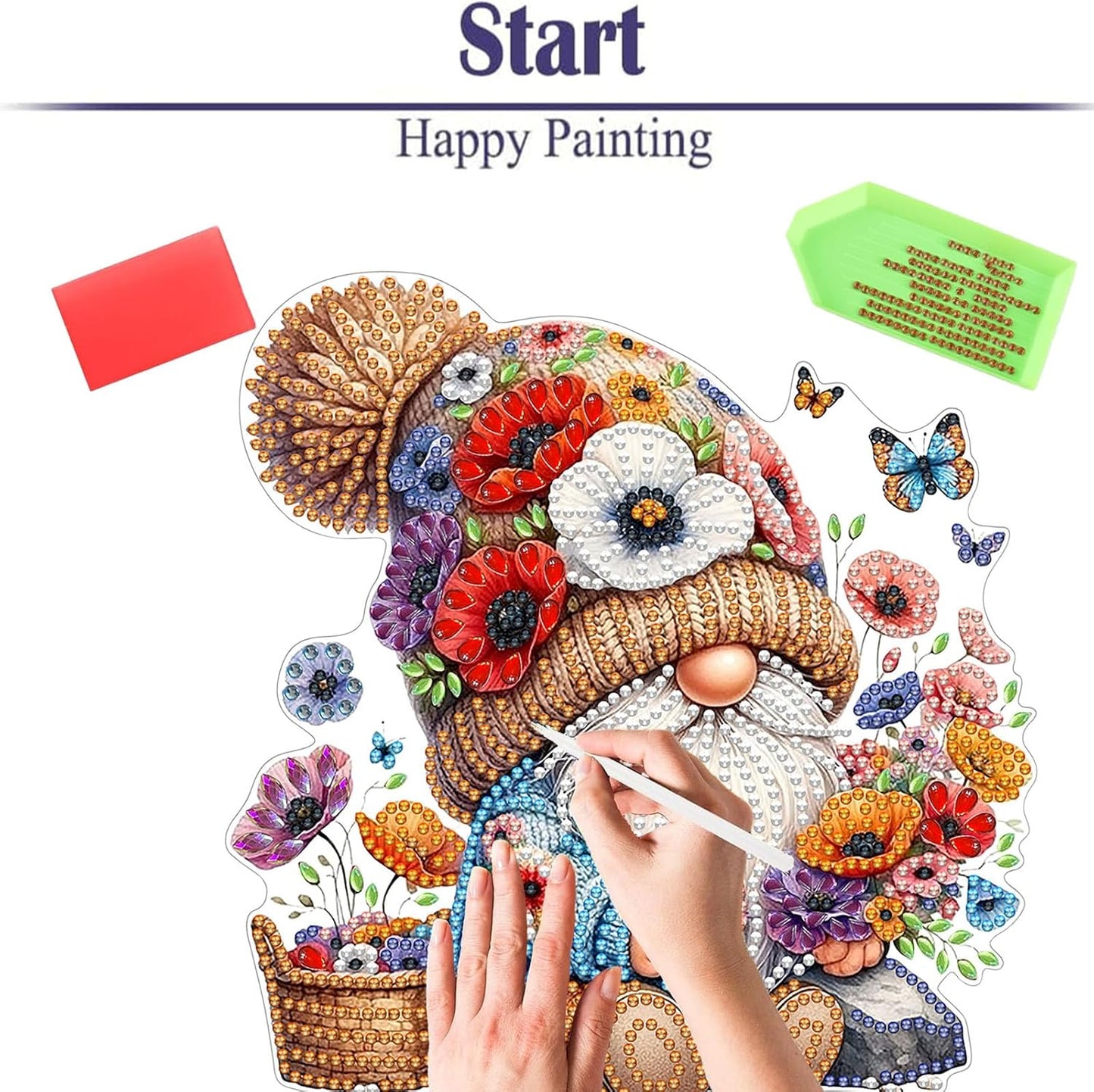 Diamond Painting Kits for Adults Beginners, 5D Full Drill Dwarf Crystal Art Desktop Ornament, DIY Single Sided Home Office Desk Decor, Creative Craft Gift Set with Tools