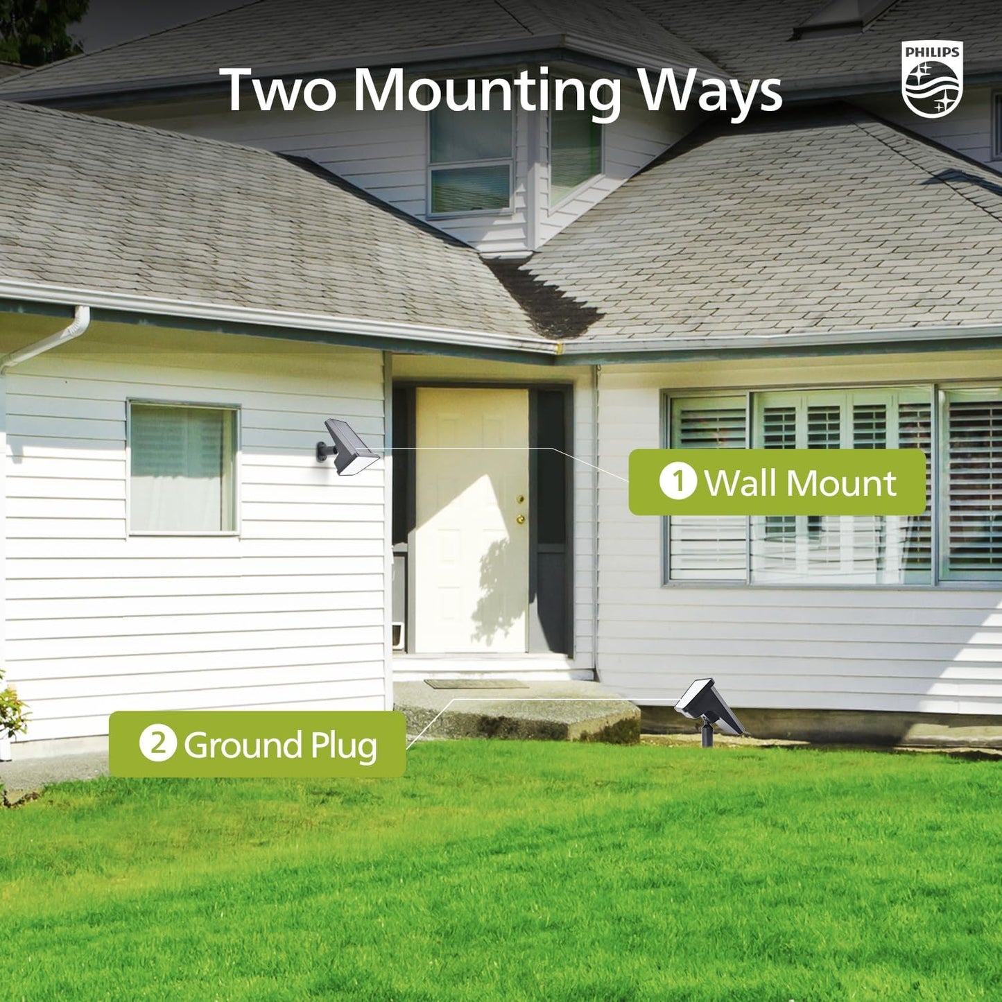 Philips 4 Packs Solar Spot Lights Outdoor Waterproof, 28 LED 7500K Solar Powered Landscape Pathway Lights, Dusk to Dawn Solar Spotlights for Garden, Yard, Lawn, Walkway, Driveway