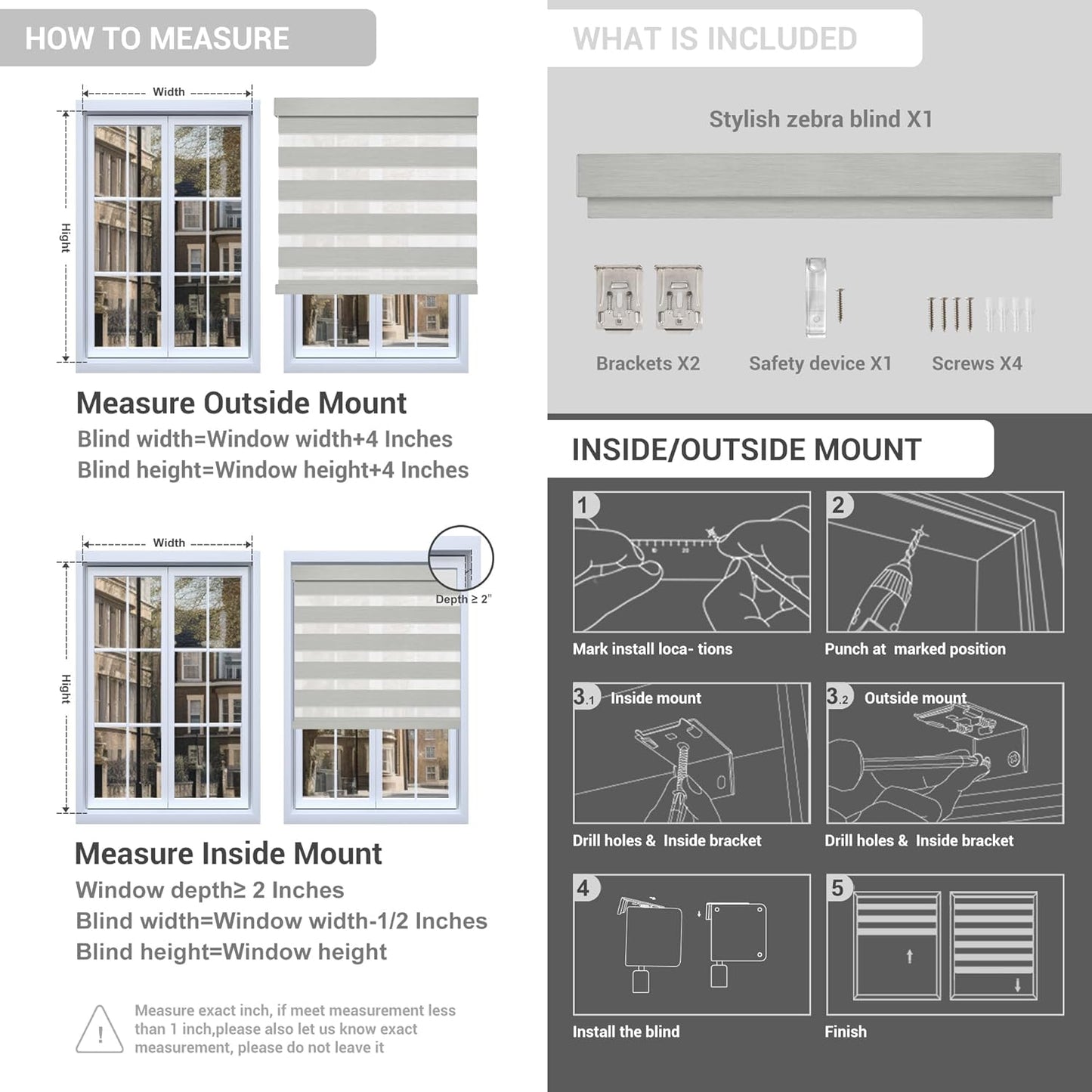 Cordless Zebra Blinds for Windows, Blackout Interior Blinds,Easy to Install,UV Protection,for Offices and Home,Custom Roller Shades, Solid Black, 44" W x 36" H