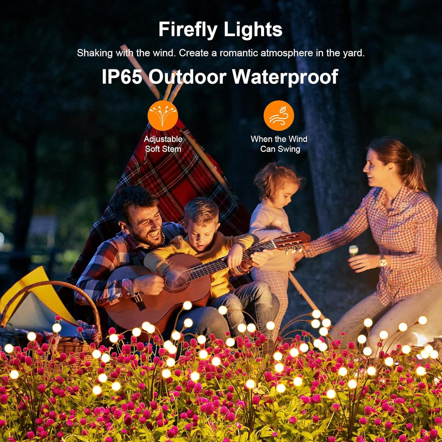 ASMAD Solar Lights Outdoor(8-Pack, 64 LEDs), Solar Garden Lights, Outdoor Decorations, Firefly Light for Patio Decor, Big Bulb, Unique Gifts for Women, Gifts for Grandma