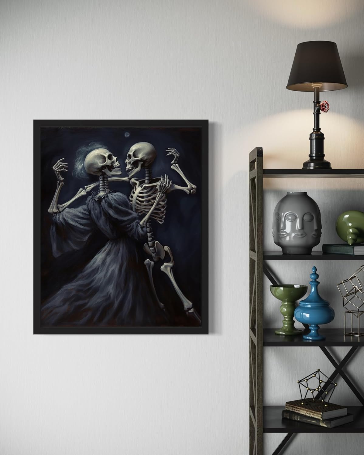 Dancing Skeleton Poster Art Print, Halloween Scary Vintage Wall Art Academia Spooky Painting Decoration for Horror Prints, Gothic Posters Bedroom Decor 89 (Dancing Skeleton, 16 x 20 inches, Unframed)