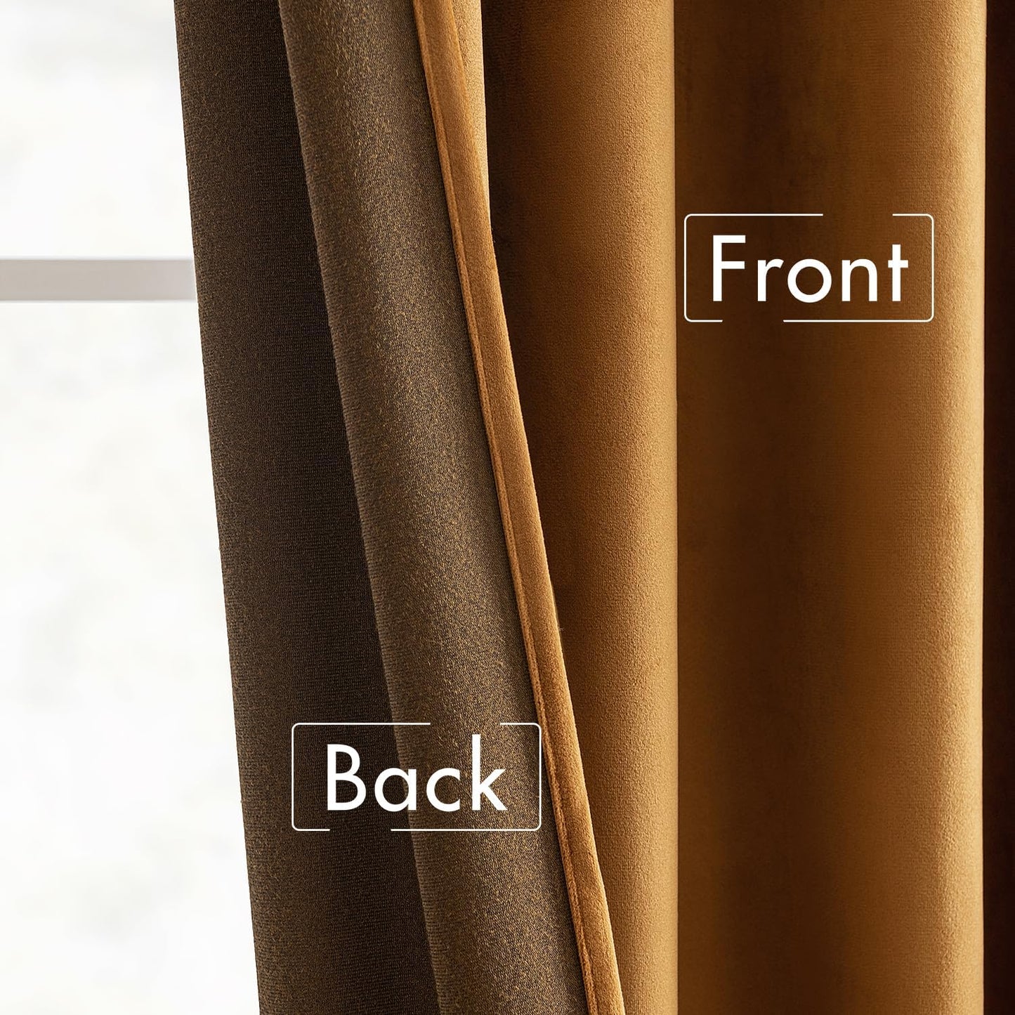 MIULEE Gold Brown Velvet Curtains 96 inches Long 2 Panels - Luxury Pinch Pleated Room Darkening Window Drapes for Bedroom Living Room Thermal Insulated Super Soft Blackout, Back Tab Rod Pocket