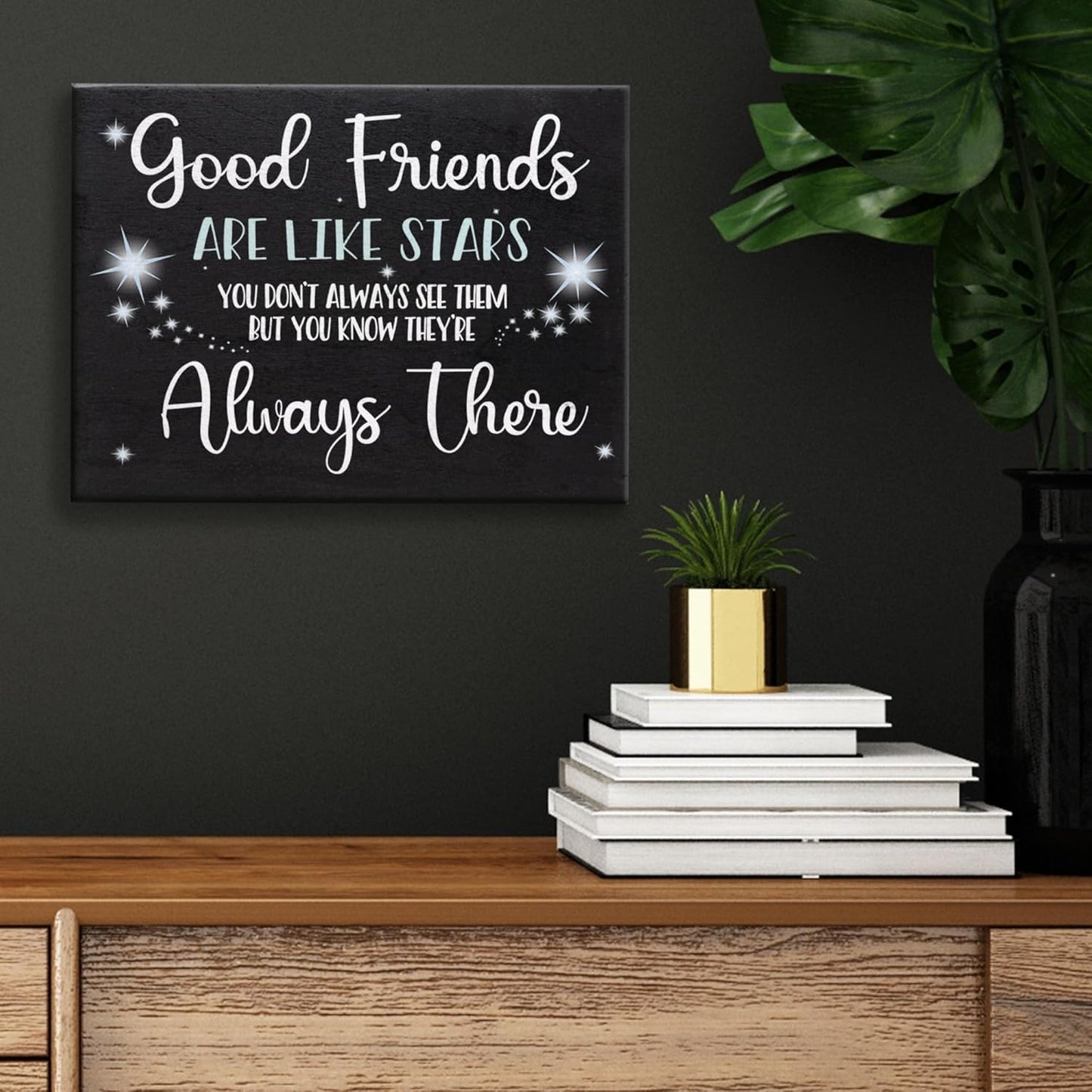 Good Friends Are Like Stars Wooden Sign – Sentimental Gift for Best Friend, Rustic Wall Hanging Decor, Friendship Keepsake, American Made, Thoughtful Birthday