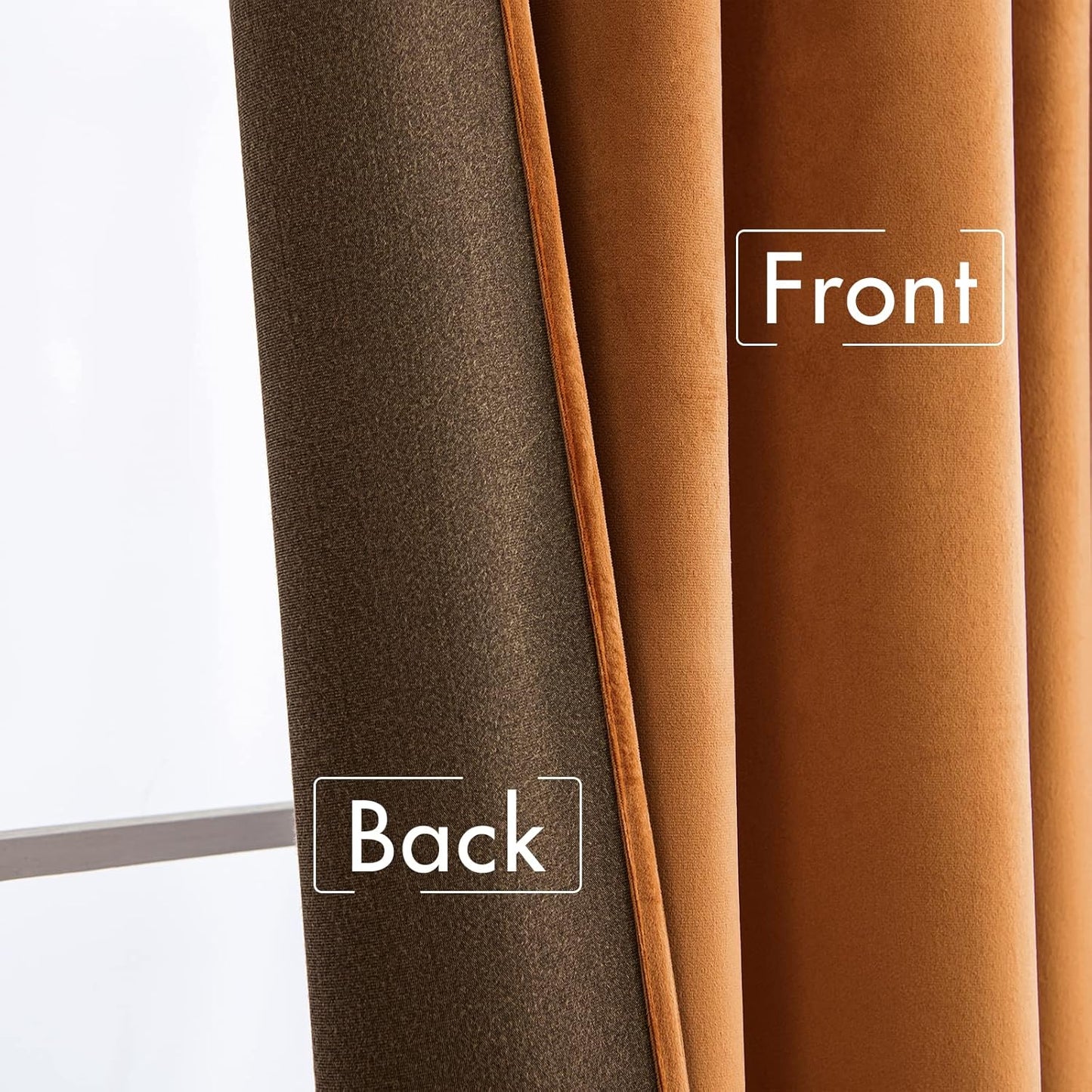 MIULEE Velvet Curtains 108 inches - Pinch Pleated Luxury Room Darkening Curtains for Bedroom Living Room Thermal Insulated Super Soft Window Drapes Rod Pocket, Gold Brown, W52 x L108 inch, 2 Panels