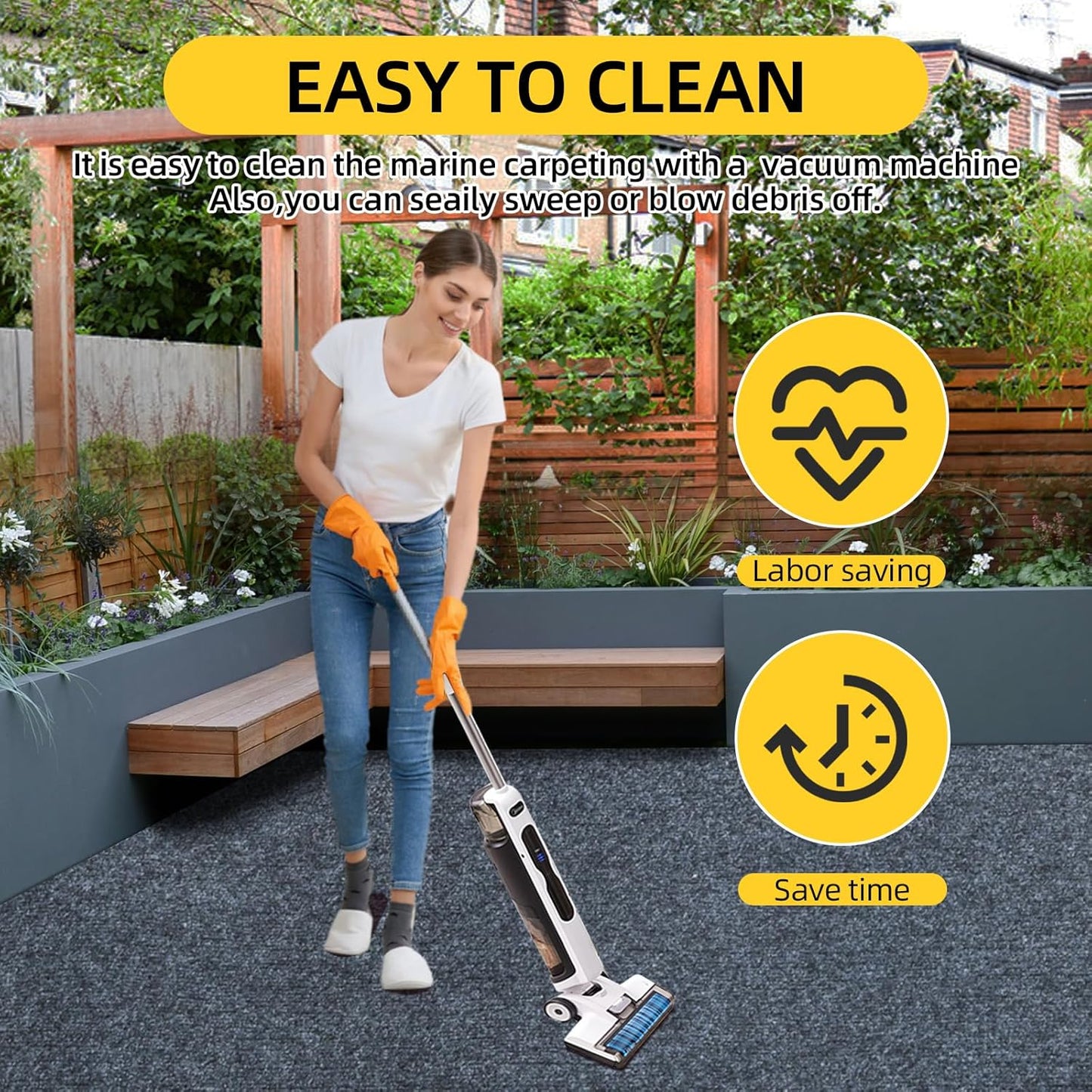 Marine Carpet,5 FT x 10 FT Dark Gray Indoor Outdoor Carpet 0.2" Thick Boat Carpet with Water-Proof TPE Backing, Non-Slide Outdoor Marine Carpet Roll for Home, Patio, Porch, Deck