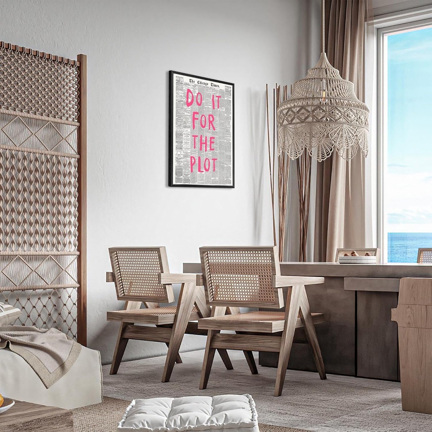 Liyark Retro Black And White Chicago Newspaper Poster Pink Trendy Preppy Apartment Art Motivational Affirmation Do It For The Plot Prints For Home Bedroom Living Room Wall Decor 16x24in Framed