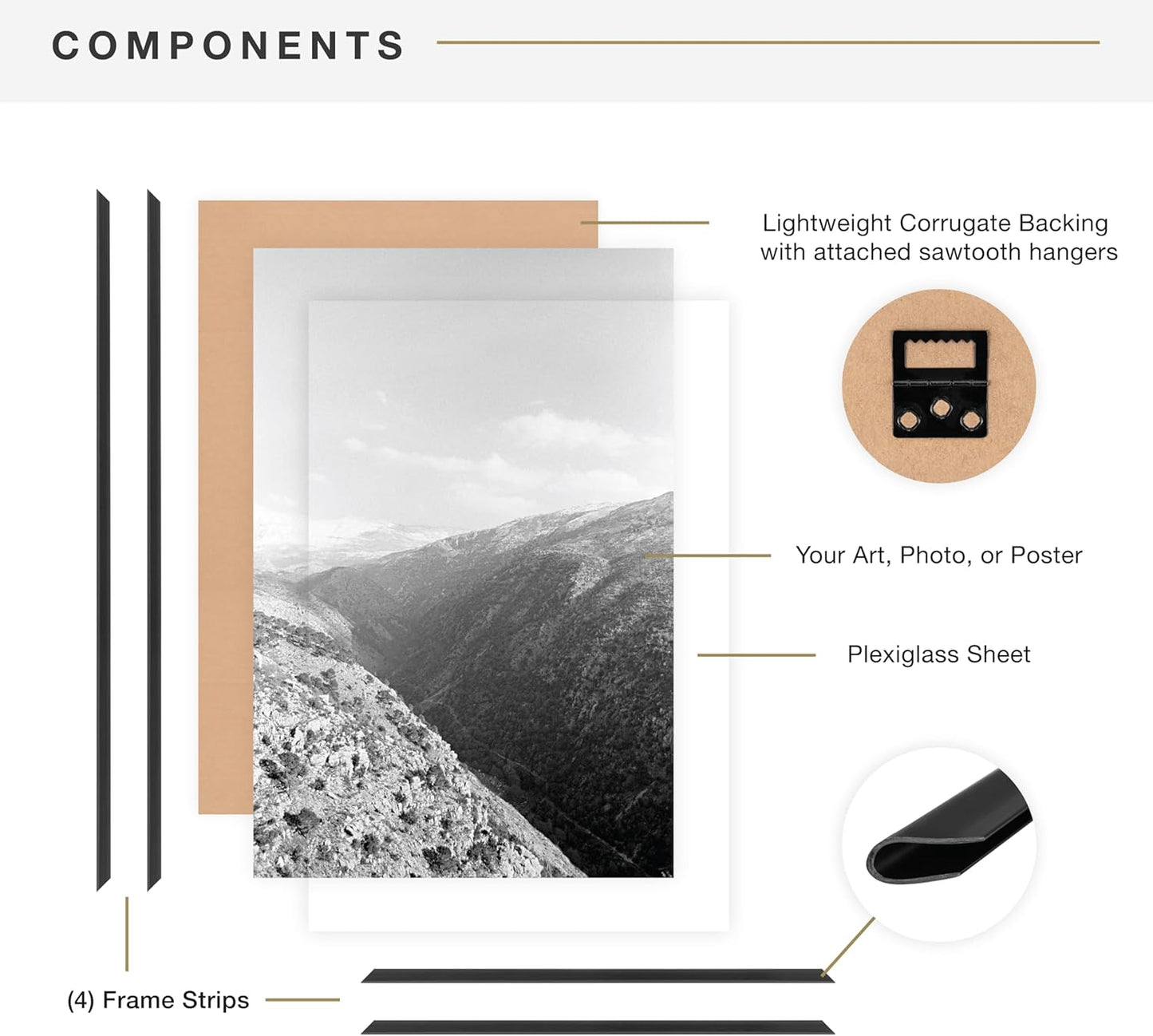 MCS Original Poster Frame 18x24 Black Lightweight Vertical & Horizontal Wall Hanging Large Picture Frame for Posters, Art Prints & Gallery Wall (2-Pack)