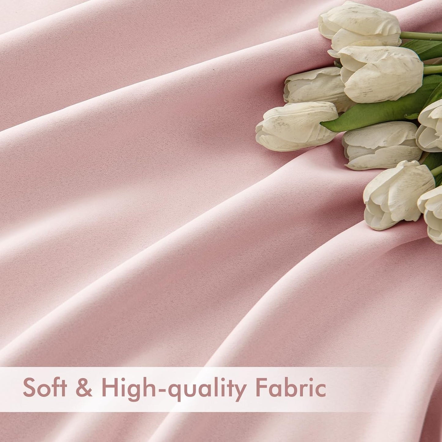 MIULEE Baby Pink Back Tab Blackout Curtains 84 Inch Length 2 Panels Set for Living Room Bedroom Privacy, Rod Pocket/Pinch Pleated Thermal Insulated Room Darkening Light Blocking Drapes, W66xL84