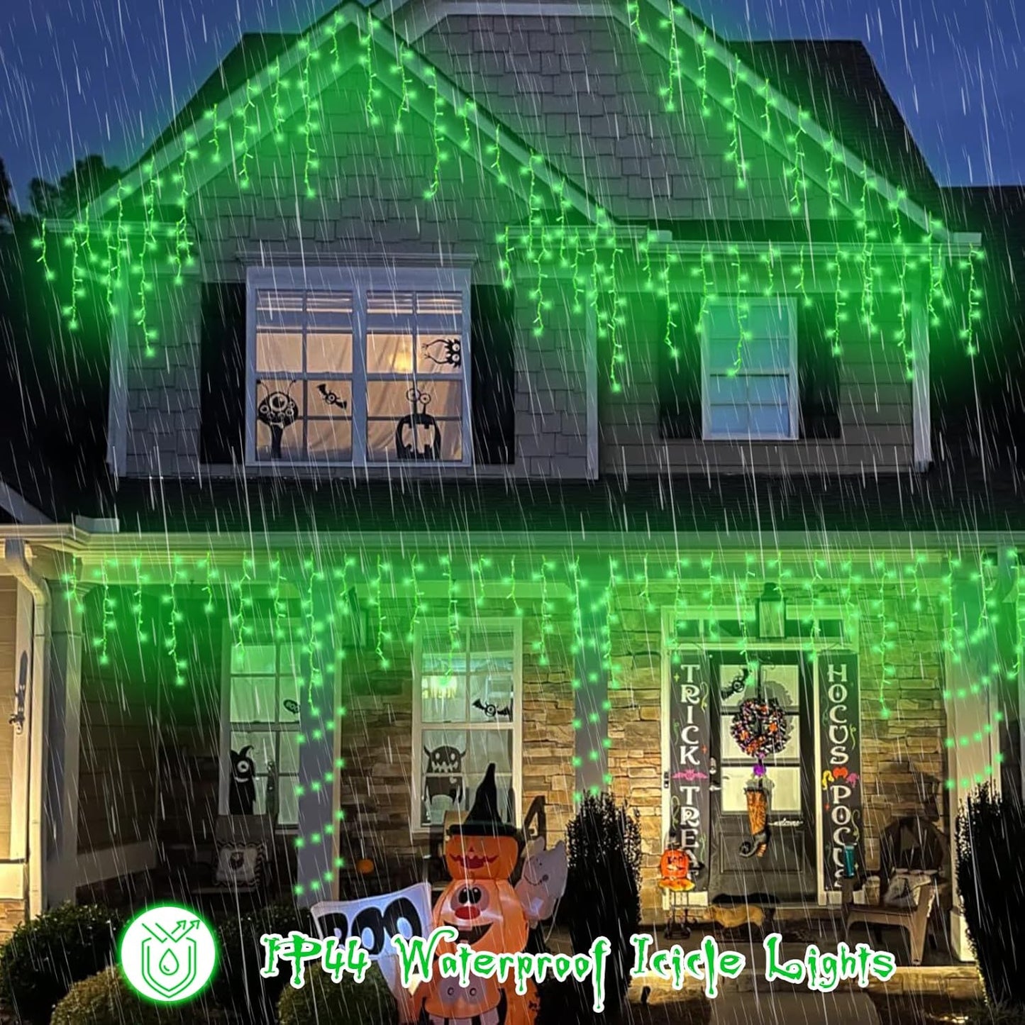 YEGUO 66ft 800 LED Green Icicle Lights Outdoor Waterproof, 160 Drops Icicle Christmas Light Connectable, 8 Modes Icicle String Lights with Memory Timer
