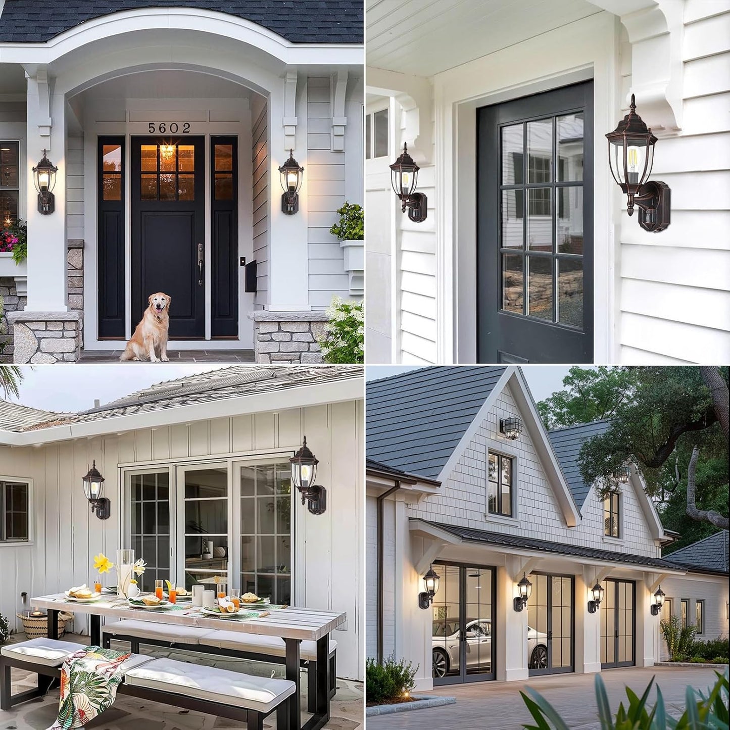 Lamomo Outdoor Wall Sconce, 2 Pack Dusk to Dawn Motion Sensor Light Fixtures, Exterior Aluminum Waterproof Porch Lights for Patio Front Door Garage