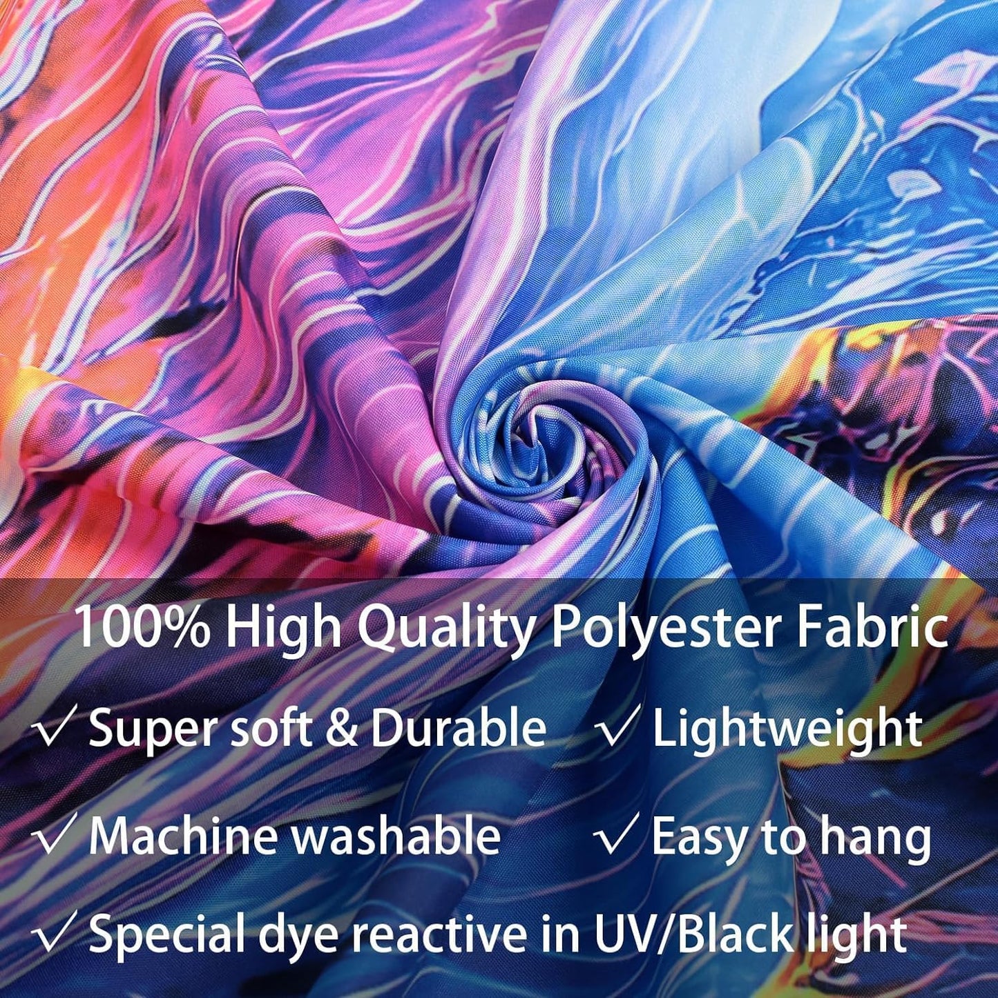 SparkLia Sunset Mountain Tapestry, Blacklight Colorful Forest Lake UV Reactive Tapestry, Neon Glow in the Dark Starry Stars Nature Landscape Wall Hanging Tapestries for Bedroom - 59.1" x 80"