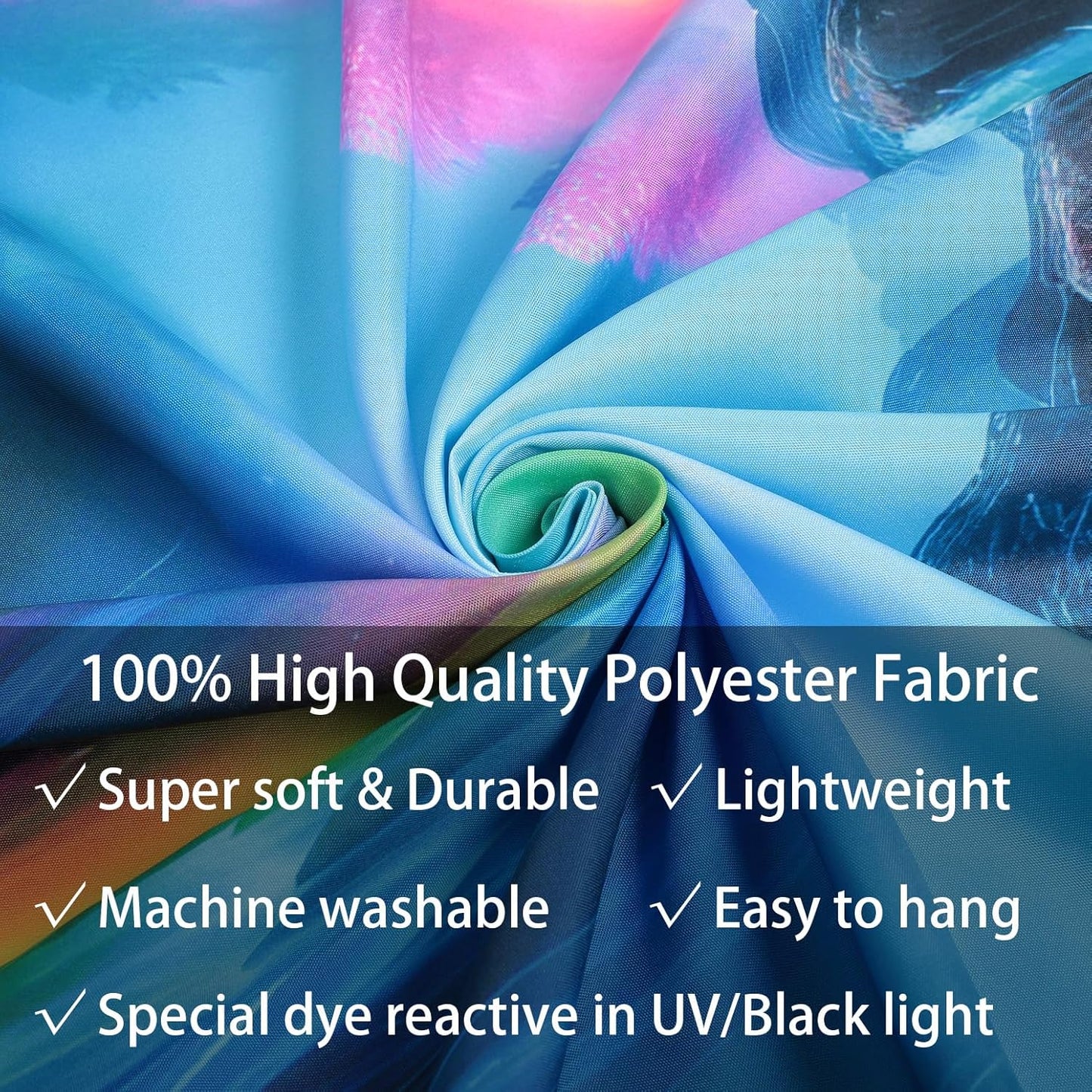 SparkLia Blacklight Waterfall Planet Tapestry, UV Reactive Glow in the Dark Fantasy Landscape Mountain Wave Neon Nature Wall Hanging Tapestries for Bedroom - 80 x 59 inches