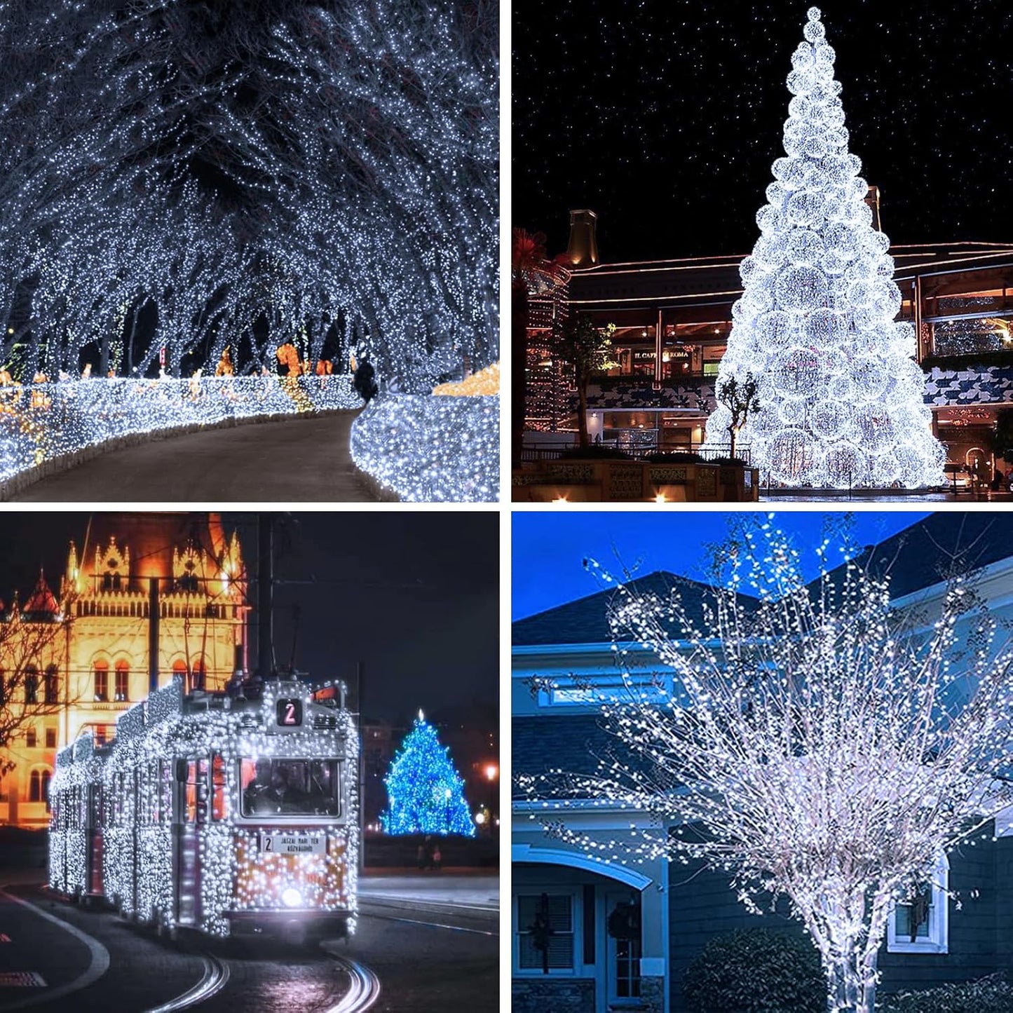 Solar String Lights Outdoor, 2-Pack Each 72FT 200 LED Solar Christmas Twinkle Lights Outside Waterproof Copper Wire with 8 Modes Solar Fairy Lights for Garden Tree Birthday Christmas Decor(Cool White)