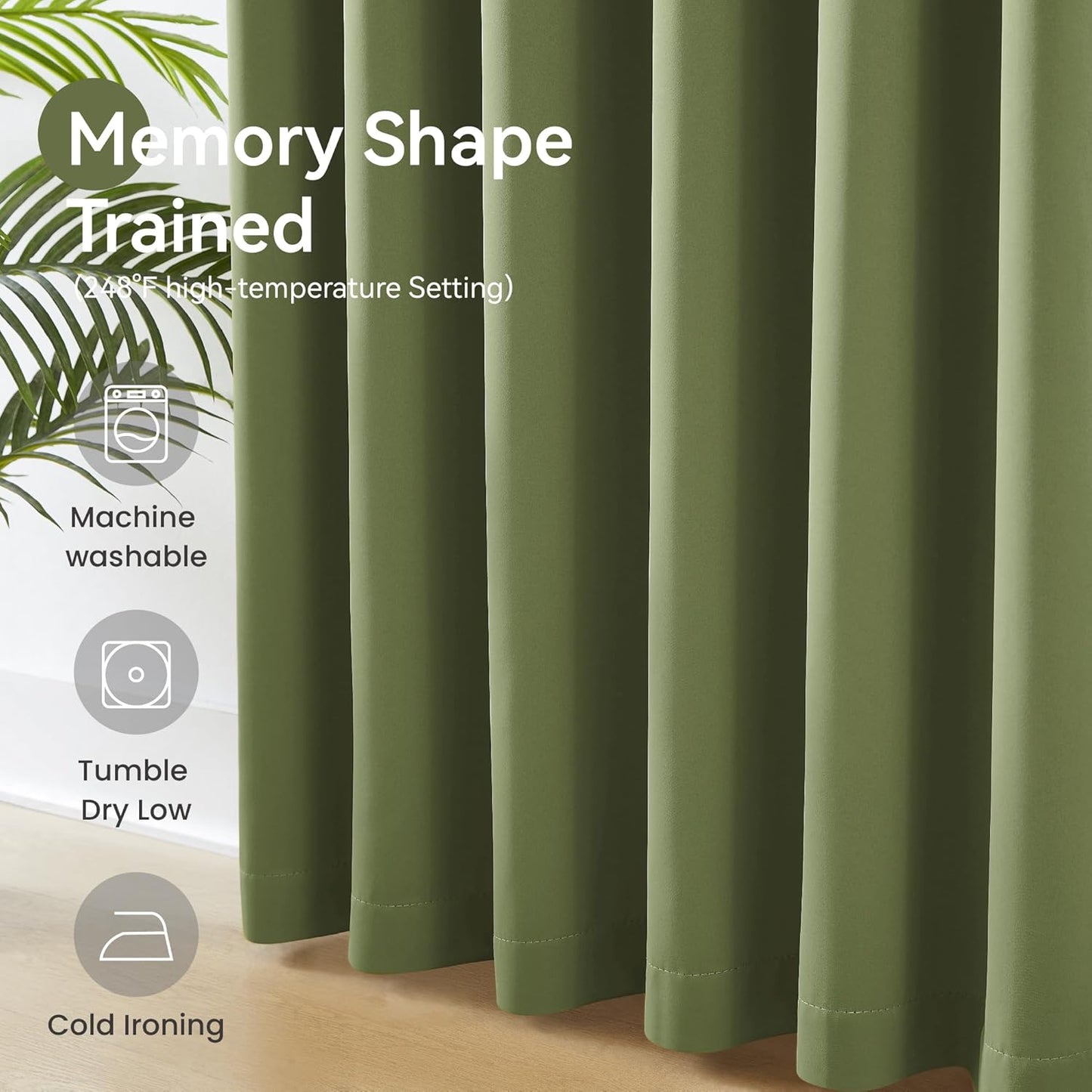 102 Inch Blackout Curtains Pinch Pleated Thermal Insulated Drapes for Bedroom, Room Darkening Solid Window Treatments for Living Room for Traverse Rod With Hooks(2 Panels,40x102 Inch, Sage Green)