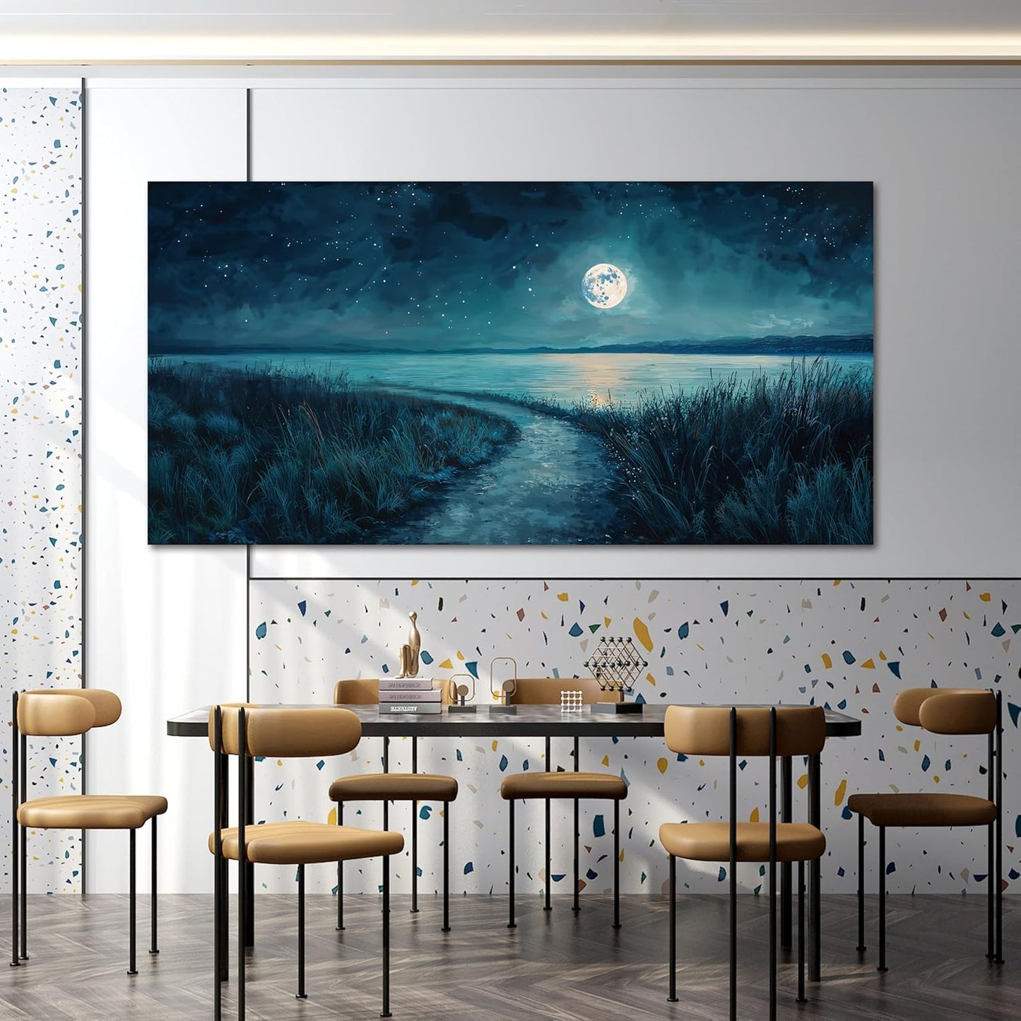 Canvas Wall Art Decor Modern Large Wall Decor For Living Room Blue Botanical Wall Art Blue Coastal Wall Art Artwork for Walls Large Canvas Prints Art Work For Home Office Wall Decor 29" X 58"