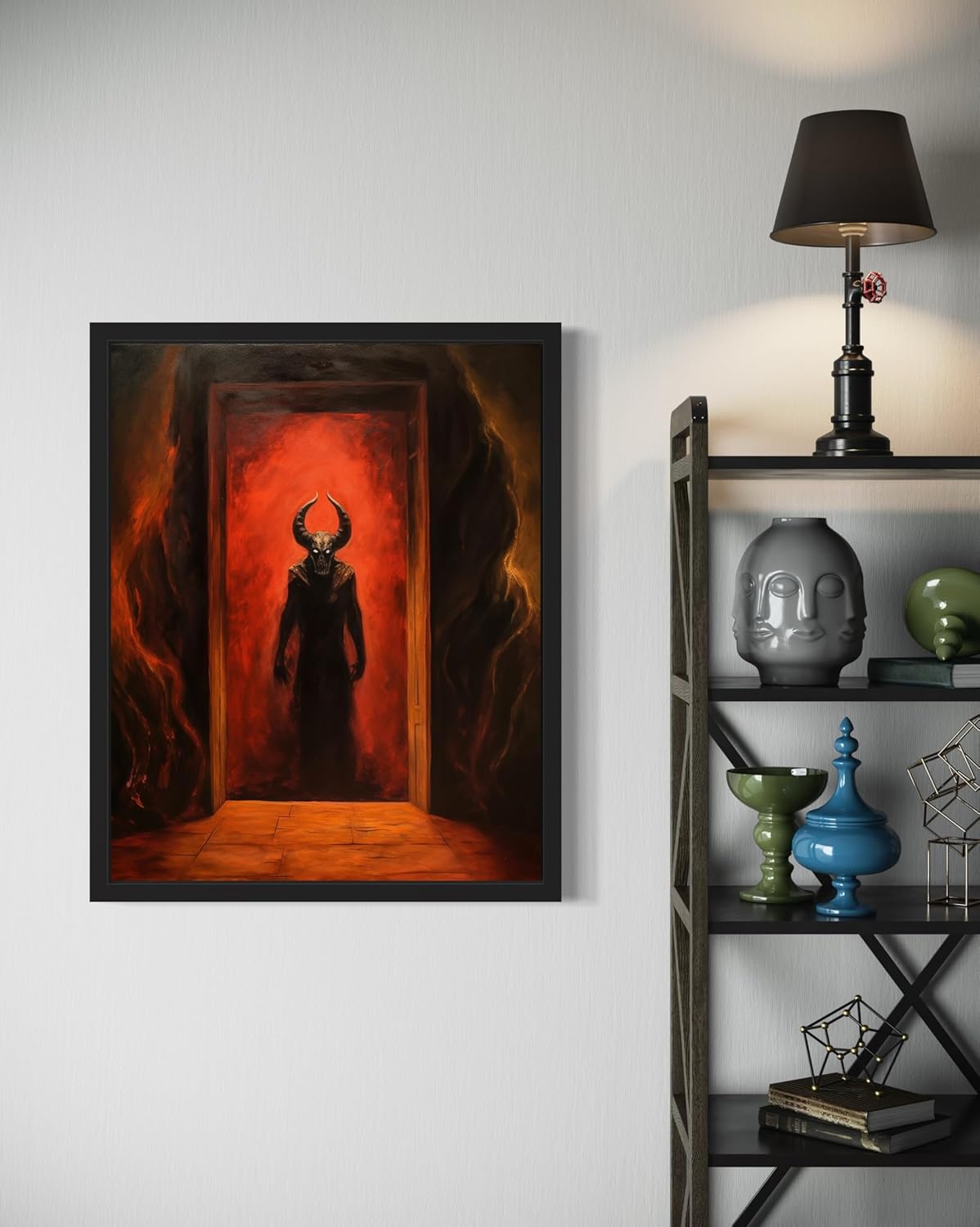 Satan and Hell Poster Art Print, Halloween Scary Vintage Wall Art Academia Spooky Painting Decoration for Horror Prints, Gothic Posters Bedroom Decor 89 (Satan and Hell, 8 x 10 inches, Unframed)