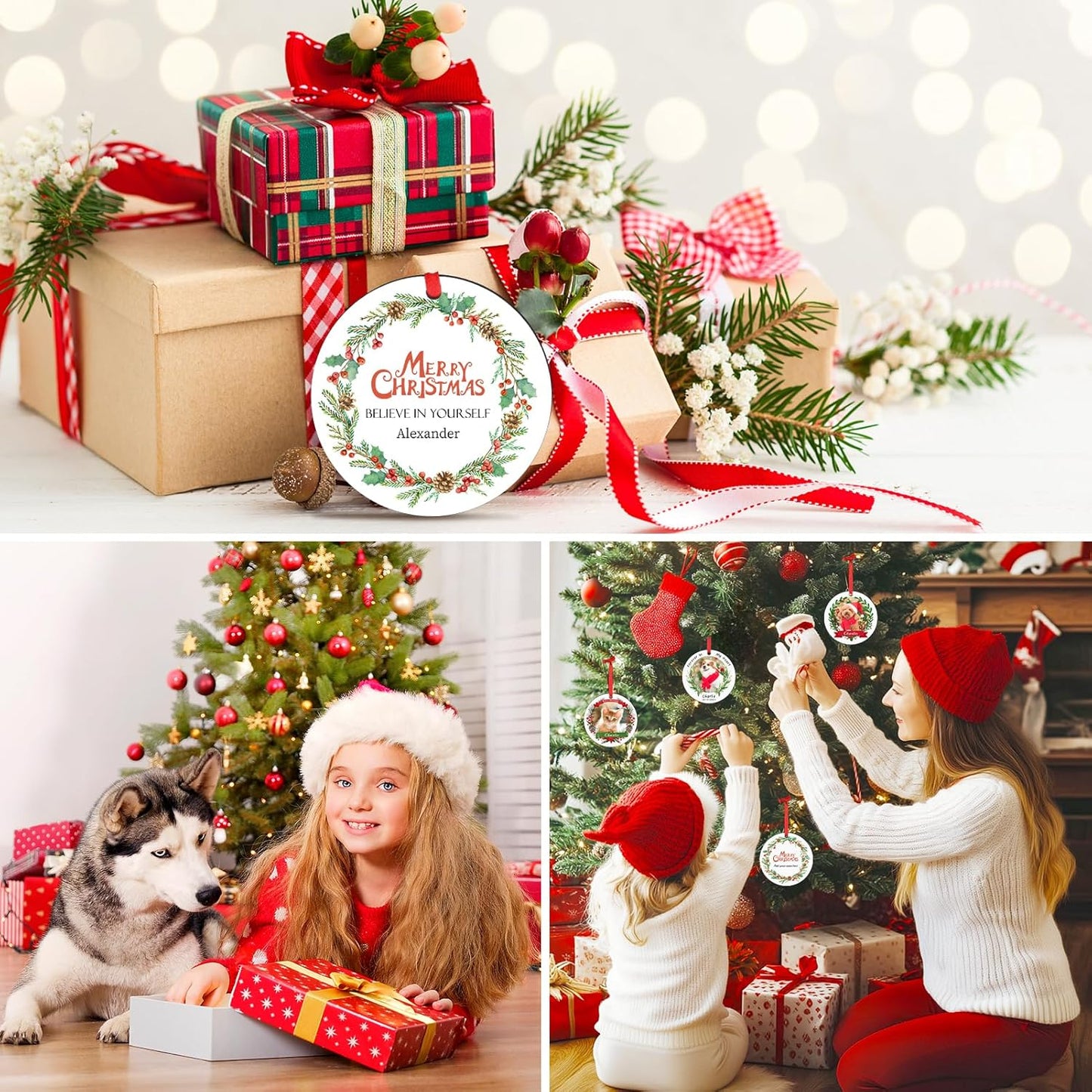 Personalized Christmas Ornaments 2025 Wood Custom Photo Picture Text Christmas Ornament Personalized Ornament Christmas Xmas Tree Decorations for Kids Couples Family Friends