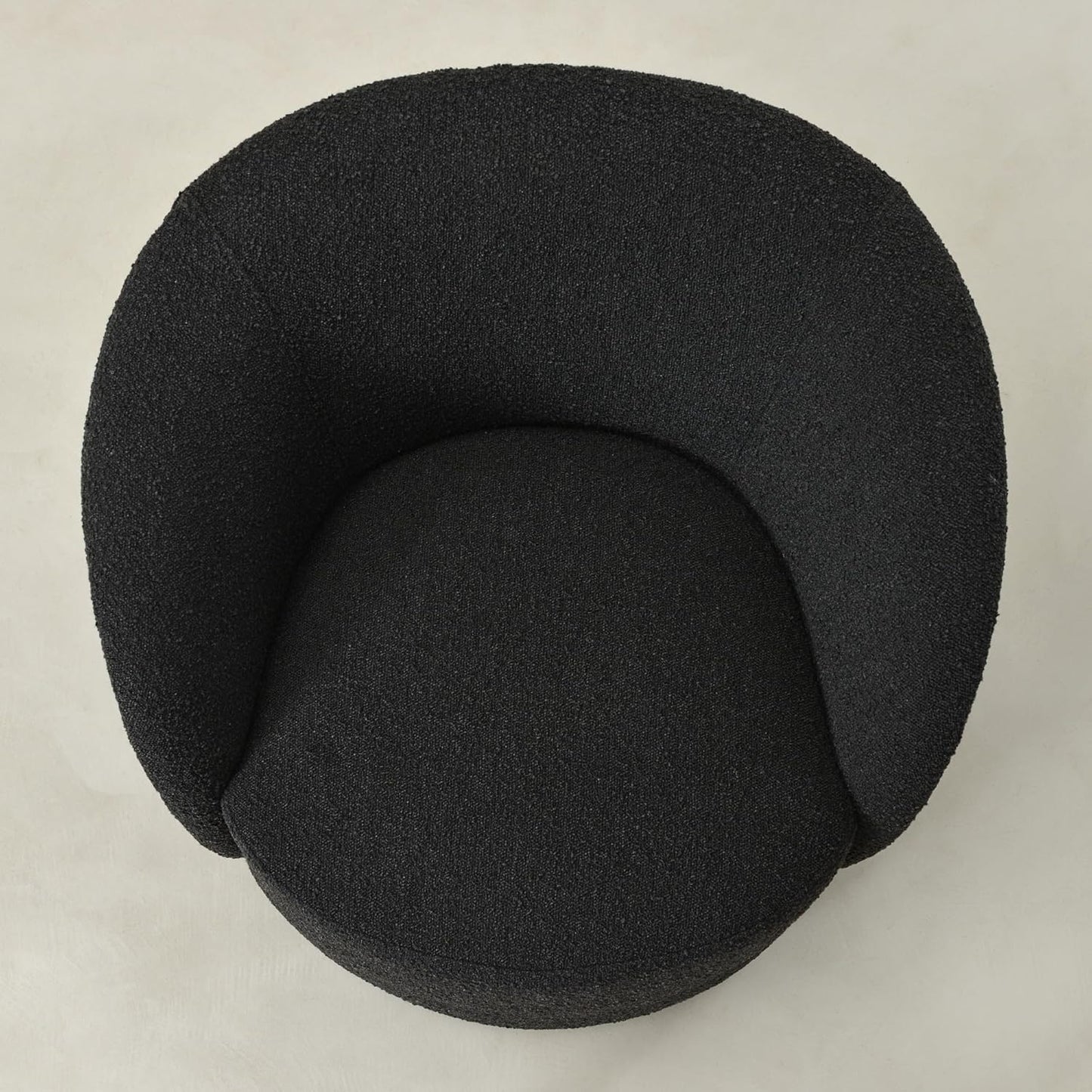 KINWELL 34" Boucle Swivel Barrel Chair with 18" Round Ottoman Set, Fully Assembled Set of Sherpa Accent Chair and Footrest, Modern Comfy Armchair and Footstool for Living Room and Bedroom, Black