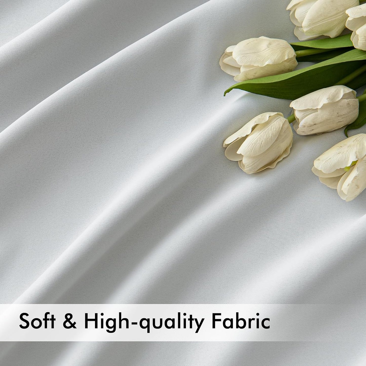 MIULEE Back Tab Light Blocking Curtains 84 Inch Length 2 Panels Set for Living Room Bedroom, Greyish White Rod Pocket/Pinch Pleated Thermal Insulated Room Darkening Blackout Curtains 84 Inches Long