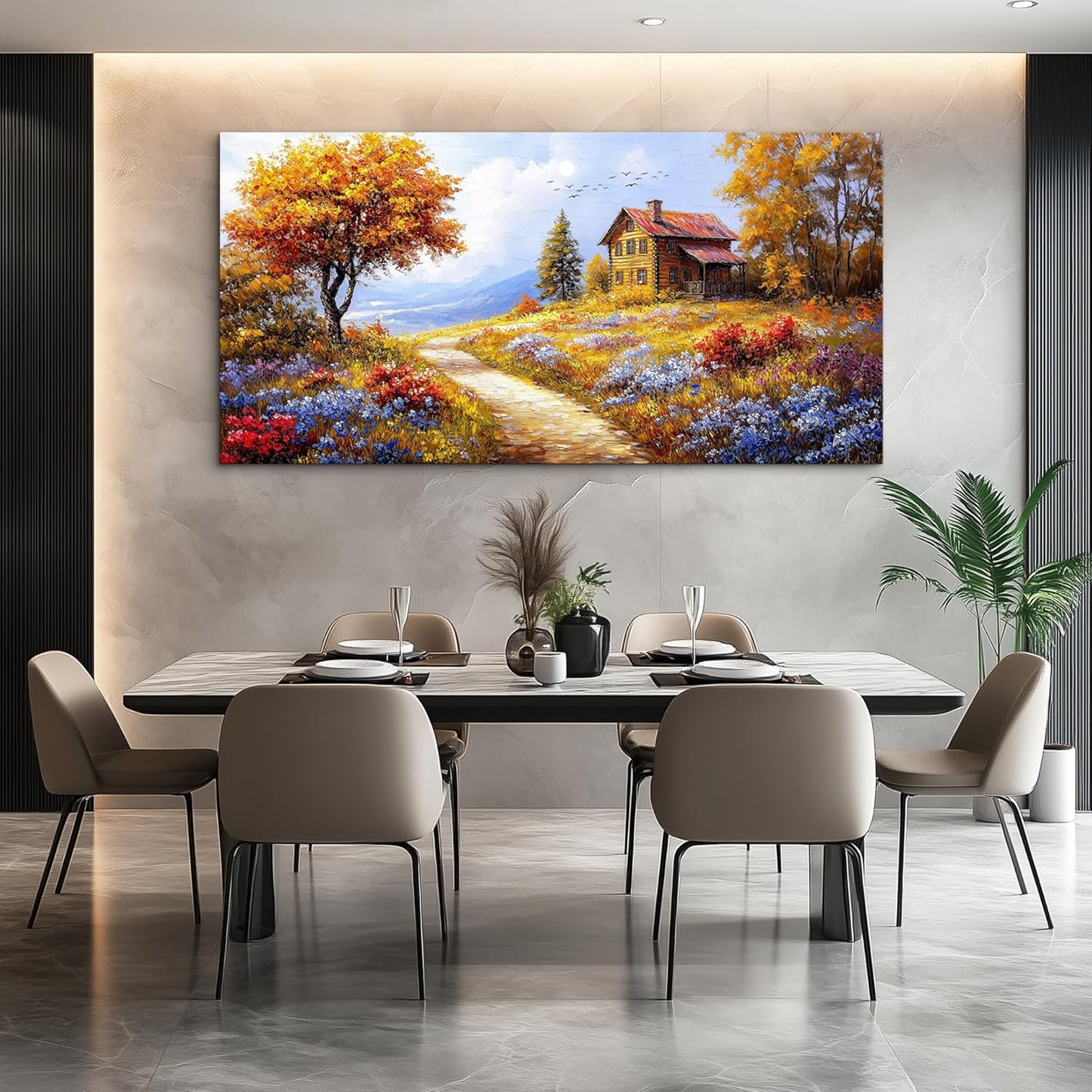 ZUITINGHUA Canvas Wall Art For Living Room Large Wall Decor For Office Bedroom Decorations Yellow Tree Landscape Pictures Farmhouse Painting Artwork Room Wall Mural Aesthetic Home Decor 30x60 In