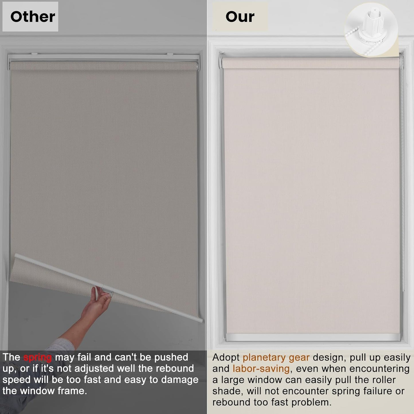 Custom Light Filtering Roller Shades for Windows 5% Openness Solar Shades UV Protection Light Filtering Blinds Heat Insulated Roller Blinds Solar Window Shades for Home Office Door,Beige