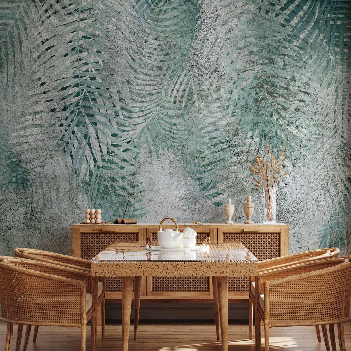 artgeist Premium Wall Mural Leaves 138x101 in - XXL Non-Woven Wallpaper Fleece Wall Decor Photo Print Picture Image Design Nature Botanical Plants Palm Abstract b-C-0861-a-a