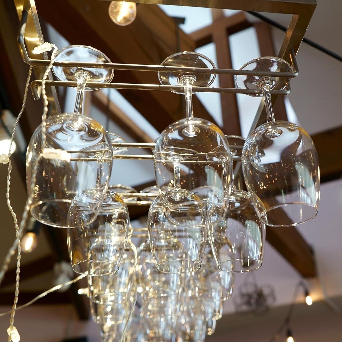 uxcell Wine Glass Rack Under Cabinet, 4Pcs 10-Inch Stemware Wine Glass Hanging Rack Stainless Steel Wine Glass Organizer Storage Hanger for 5.5mm Stemware Column, Black