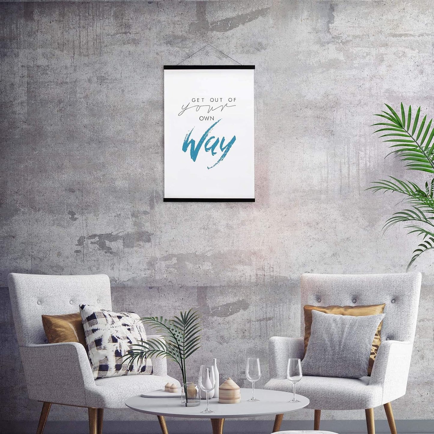 FALAMON Magnetic Poster Hanger Frame, 24x36 36x48 36x18 Teak Wood Magnet Poster Frame for Posters, Prints, Photos, Pictures, Maps, Scrolls, and Canvas Artwork(Black, 36")