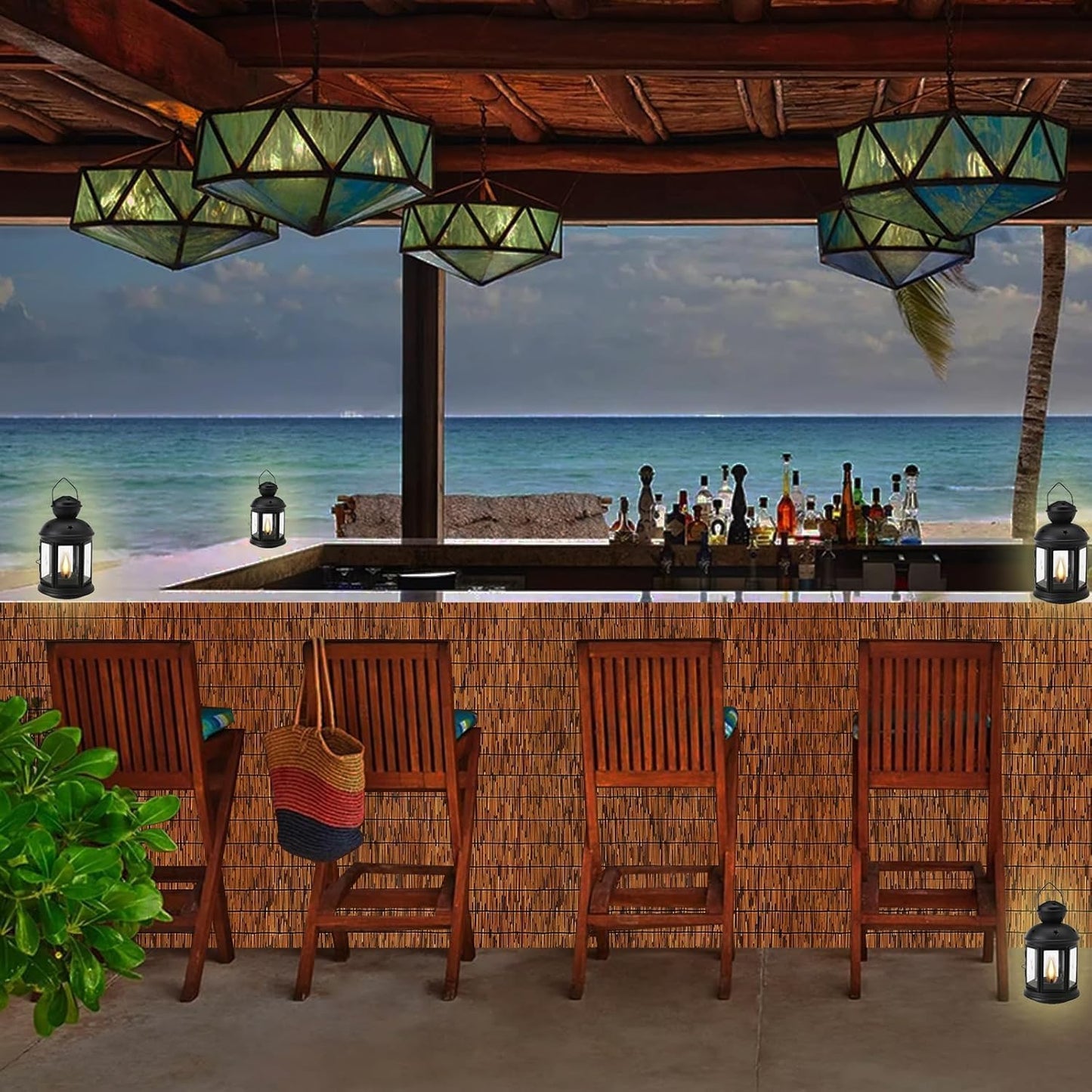 Reed Bamboo Screen Fencing,4FT X 16.4FT Natural Reed Fencing Reed Screen for Balcony Reed Fence Bamboo Reed Fence 4 Feet High for Outdoor Backyard Patio(Brown)