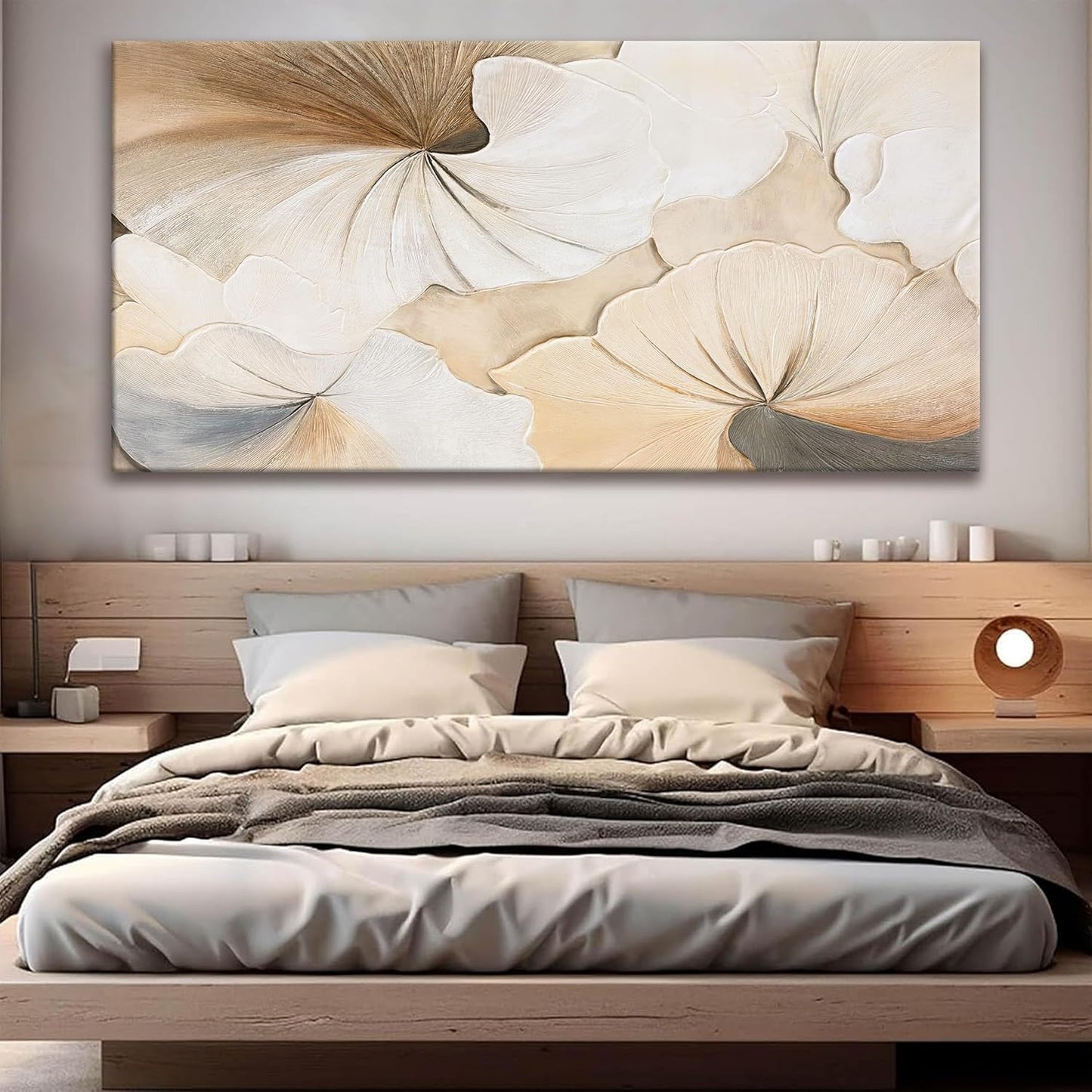 Canvas Art Wall Decor Large Size Abstract Floral Wall Art For Living Room Modern Abstract Wall Decor Prints Pictures Brown White Flower Wall Art Picture For Bedroom Hotel Home Artwork 29x58 Inch