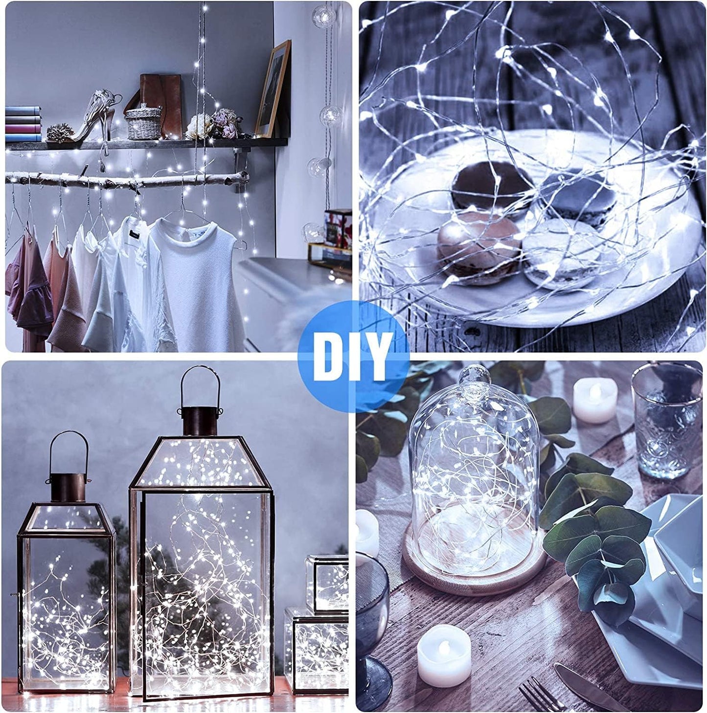 12 Pack Fairy Lights Battery Operated - 7ft 20 LED Twinkle Lights Copper Wire Mini String Lights Firefly Lights for Mason Jars DIY Crafts Christmas Wedding Party Centerpiece Table Decor, Cool White