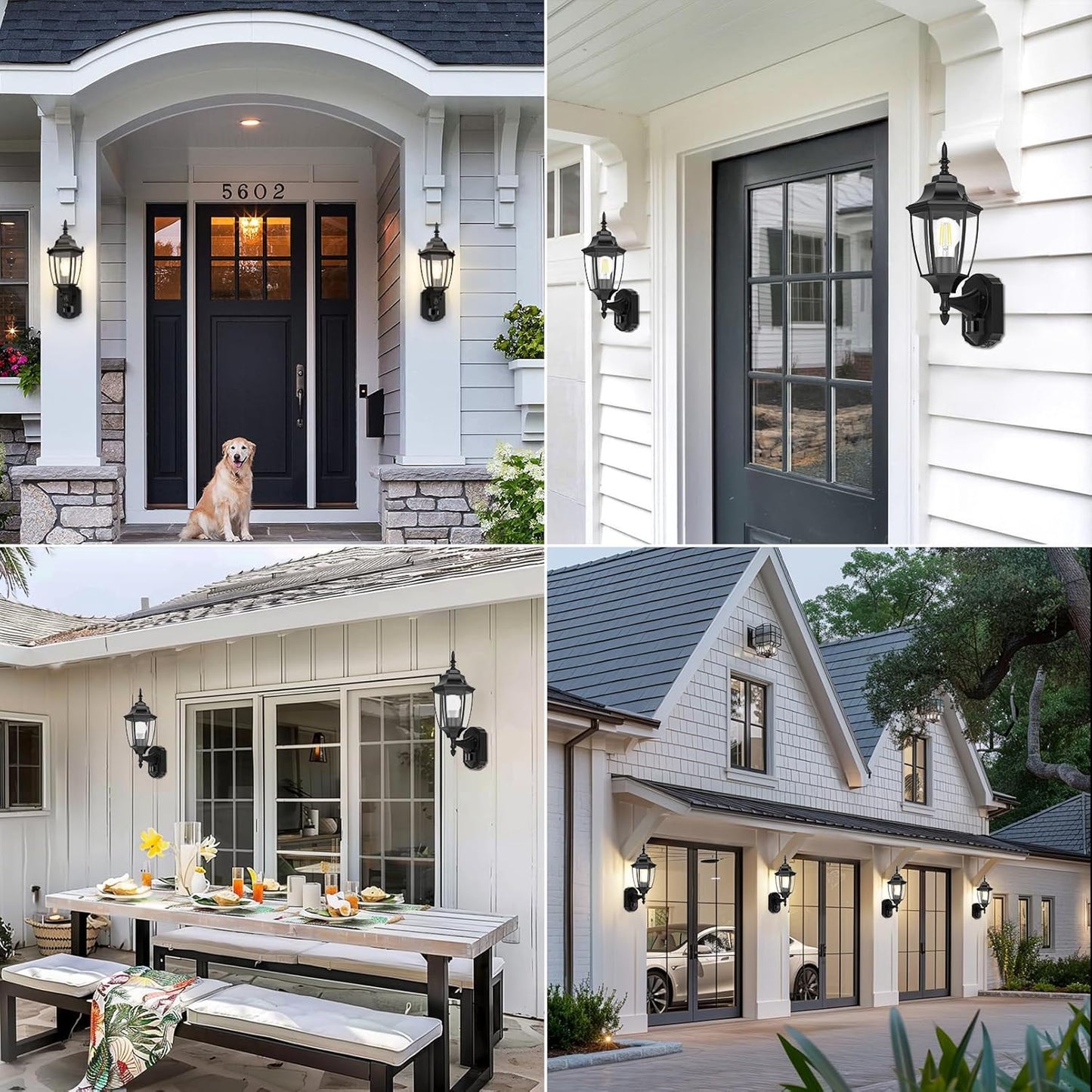 Lamomo Motion Sensor Outdoor Lights, Dusk to Dawn Outdoor Lighting, Exterior Aluminum Waterproof Porch Lights for Patio Front Door Garage(1 Pack