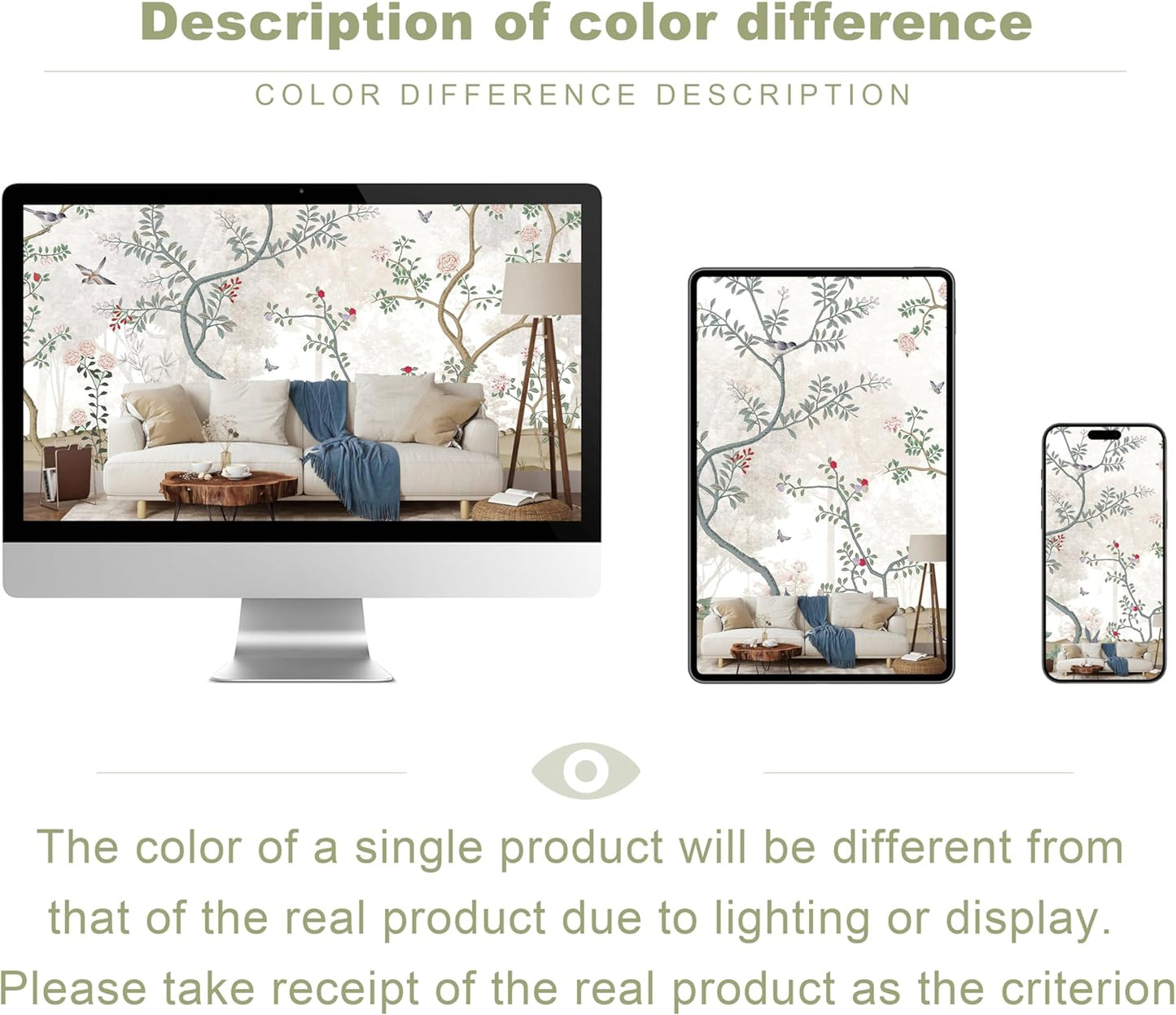 Modern Flower Bird Wallpaper Forest Mural for Bedroom Living Room (Not Peel n' Stick)