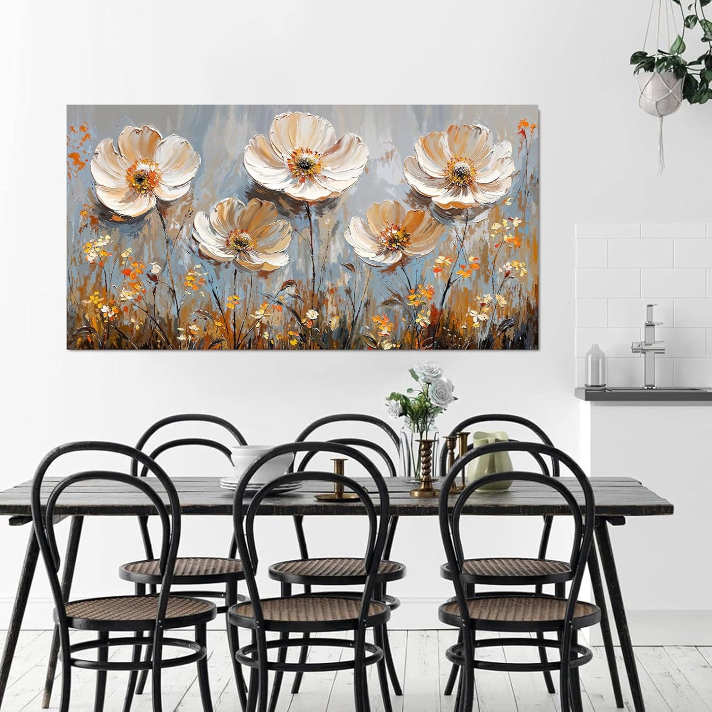 Canvas Wall Art Decor Art Work for Wall Decor Vintage Gold Wall Art Prints Wall Art Pictures for Living Room Nature Flower Wall Art Decorations Field Artwork for Walls Bedroom Office Decor 20" X 40"