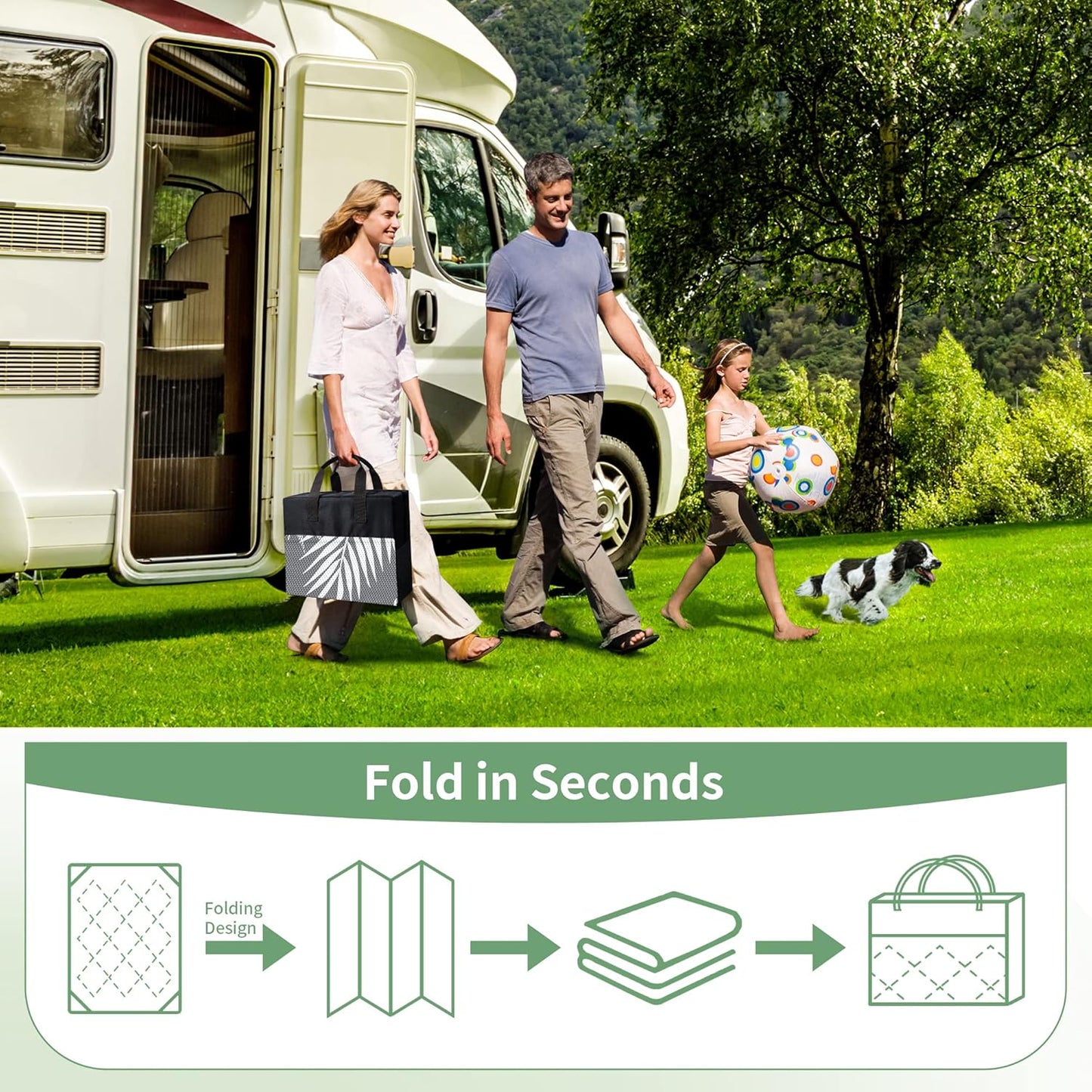 GENIMO Outdoor Rug 3' x 5' Waterproof for Patios Clearance, Reversible Outdoor Plastic Straw Camping Rug Carpet, Large Area Rugs Mats for RV, Camper, Deck, Balcony, Porch, Beach, Picnic, Grey&White