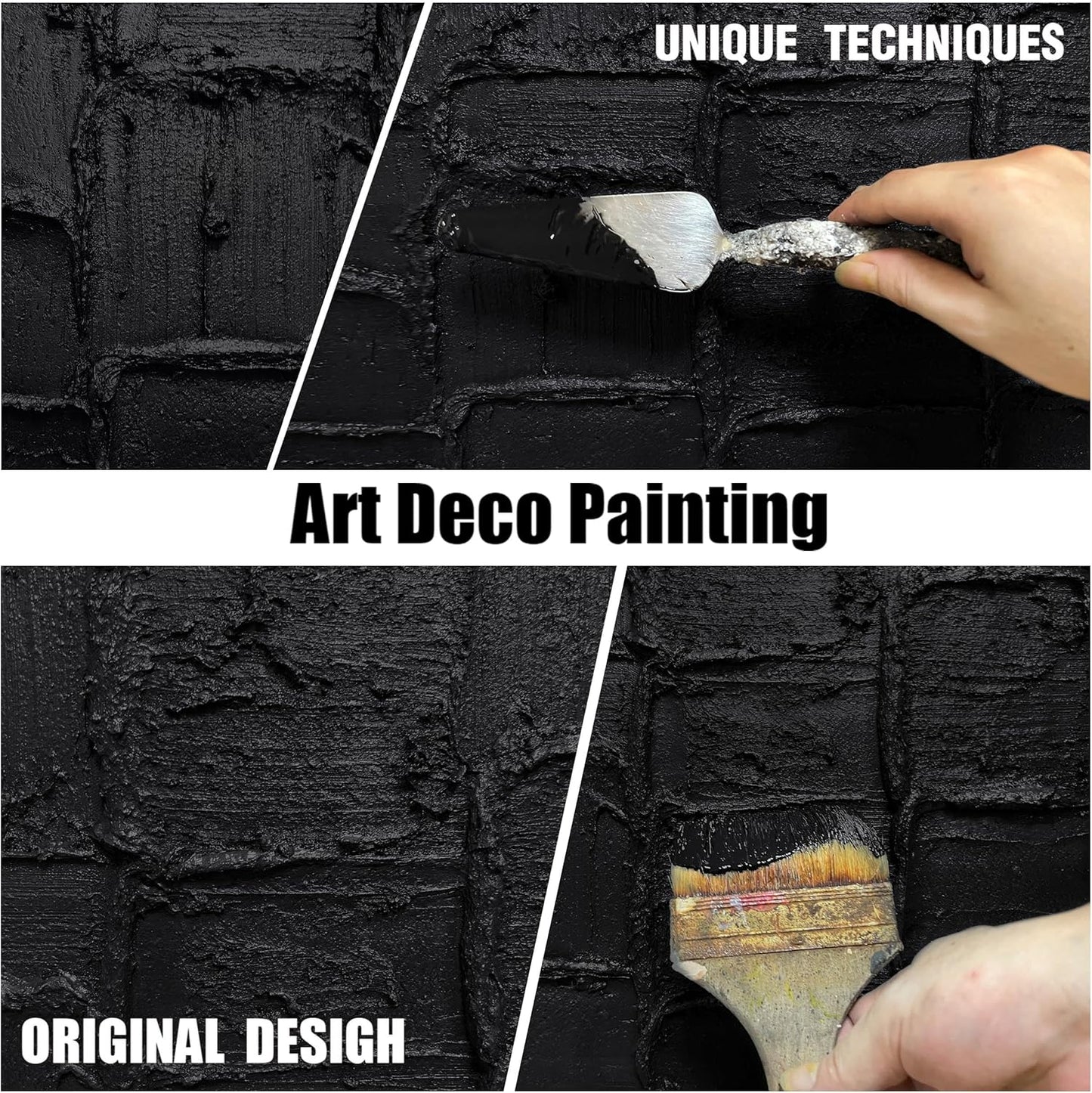 Abstract Painting Wall Art for Living Room Black Wall Decor for Bedroom Minimalist Wall Art for Kitchen Size 20 x 40 Inch