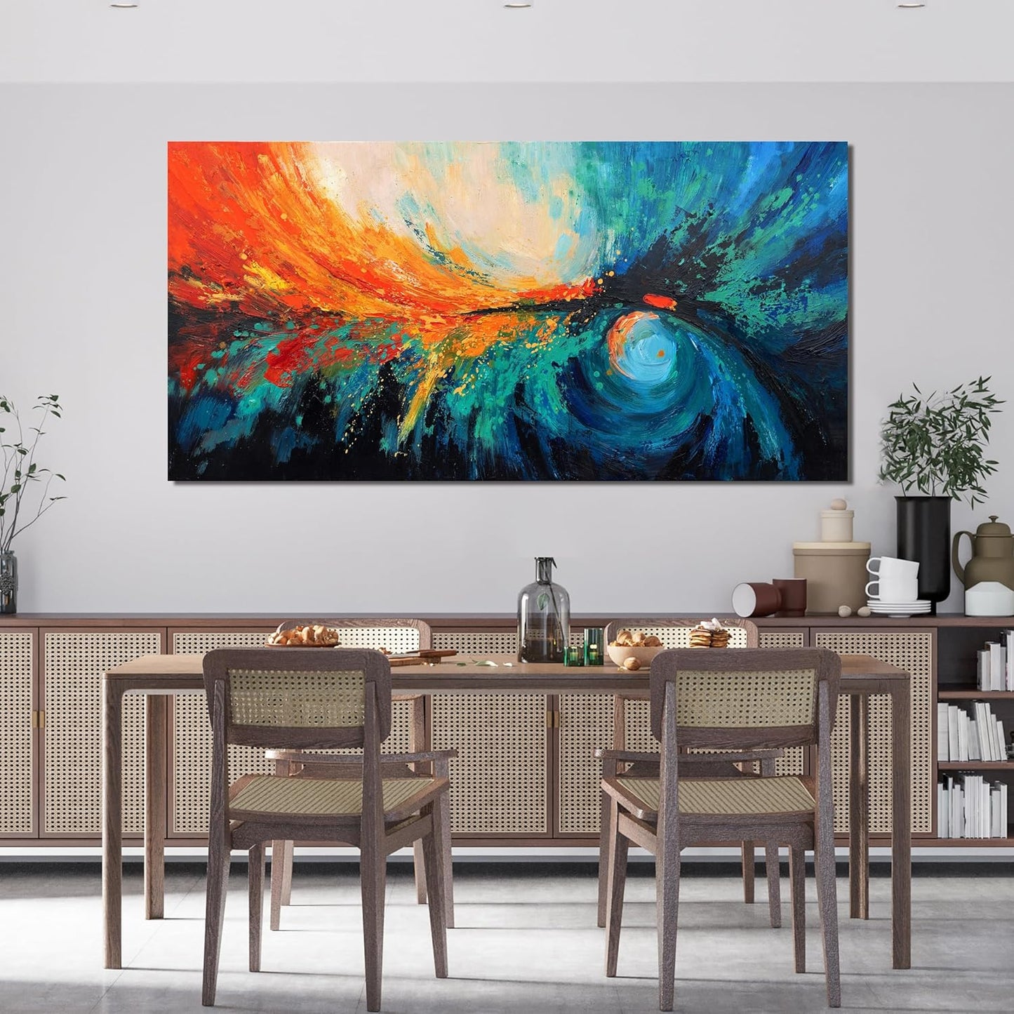Canvas Wall Art Decor Modern Wall Art Pictures For Living Room Blue Green Wall Art Decor Canvas Abstract Art Work Colorful Abstract Wall Art Paintings Prints For Home Office Room Wall Decor 24" x 48"