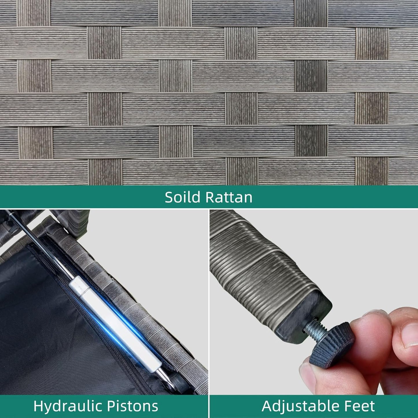 YITAHOME 230 Gal Outdoor Storage Box, XXL All-Weather Wicker Deck Box for Patio Furniture, Cushions, Pool Accessories and Garden Tools - Grey