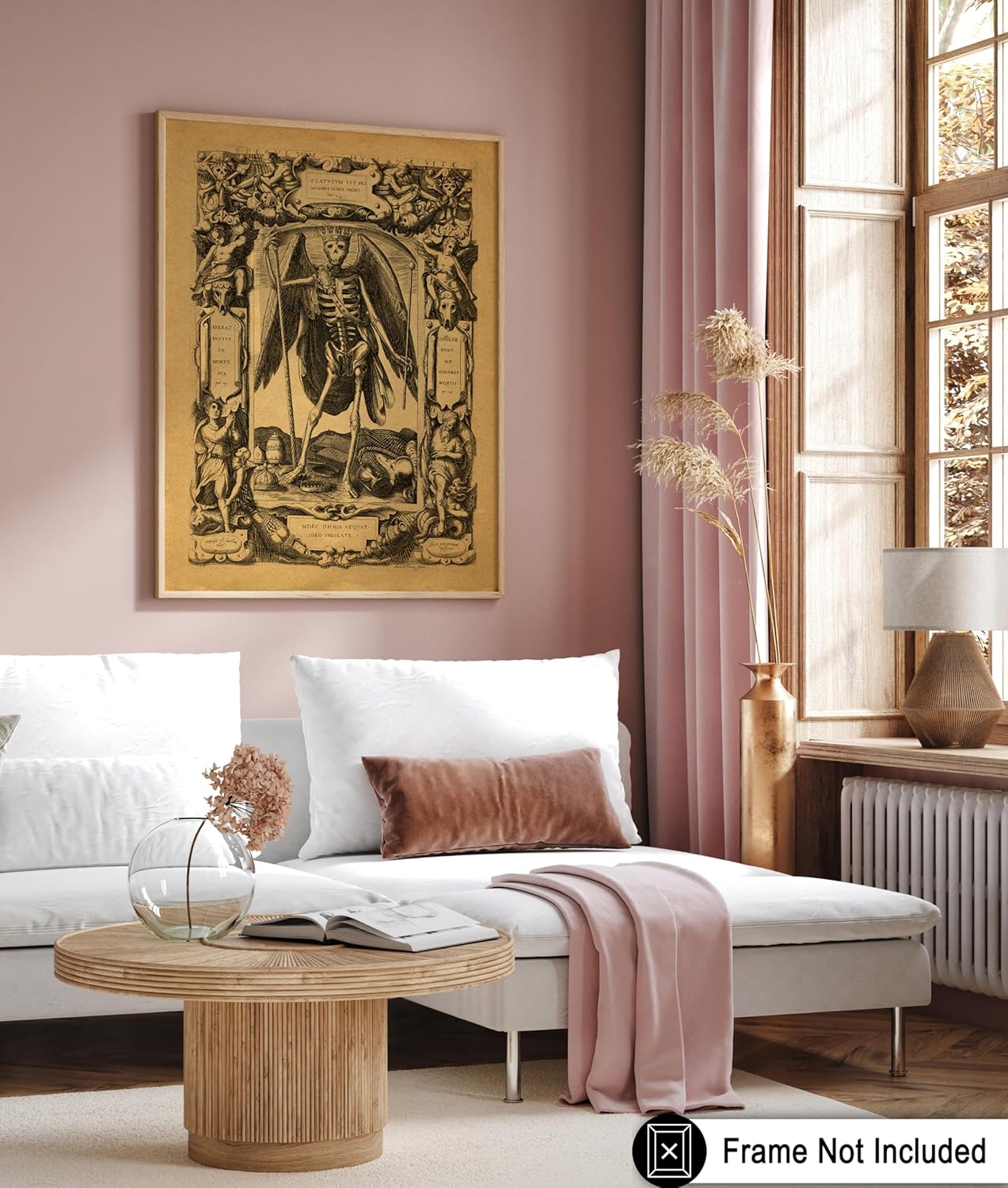 Poster Master Vintage Medieval Poster - Retro Gothic Print - Gift for Artist, Friend - Angel of Death, Memento Mori, Life, Skeleton, Dark - Wall Decor for Home, Living Room, 24x32 Unframed Wall Art