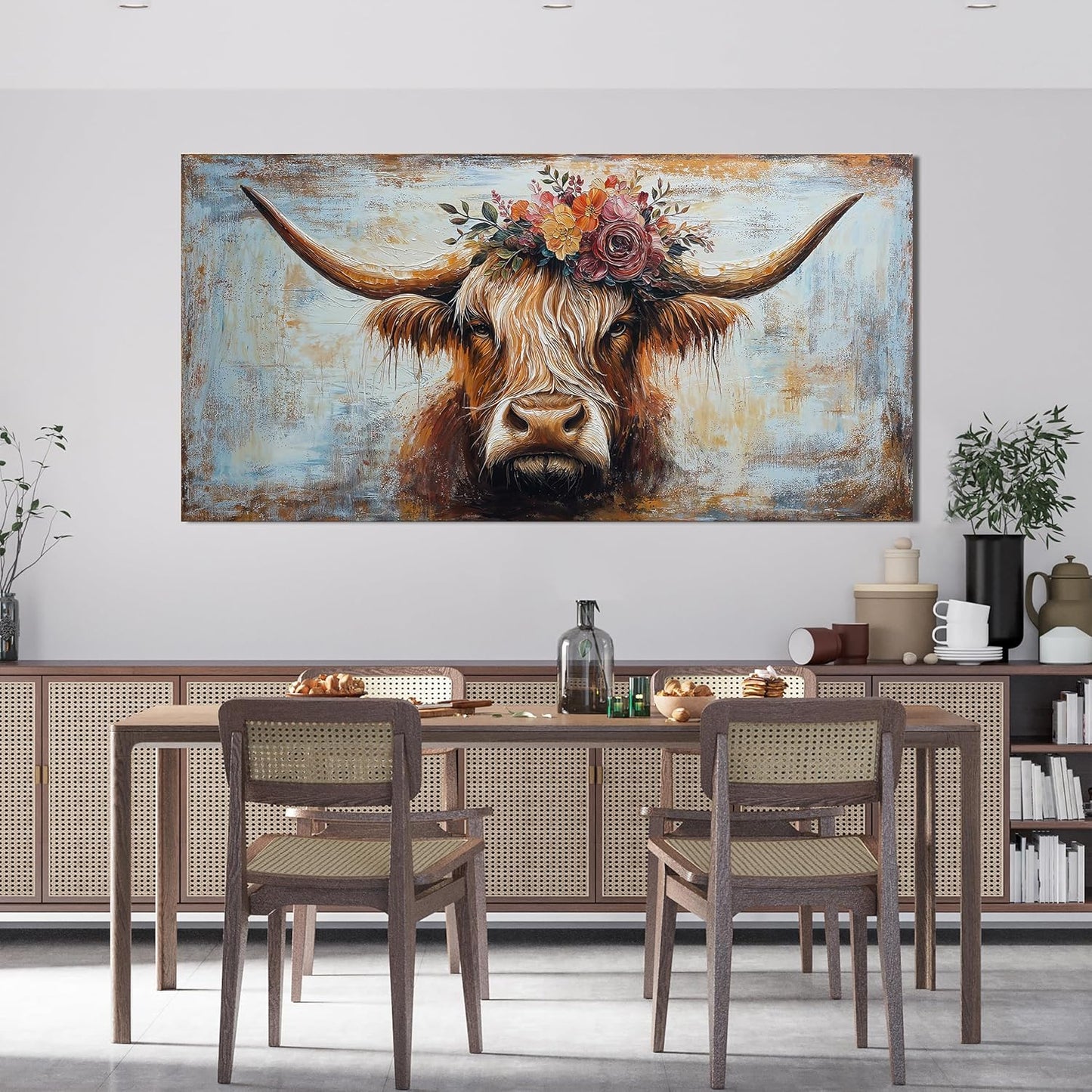 Canvas Wall Art Decor Artwork for Wall Decor Highland Cow Wall Art Prints Wall Art Picutures for Living Room Large Vintage Wall Art Decorations Art Work for Walls Home Bedroom Office Decor 24" X 48"