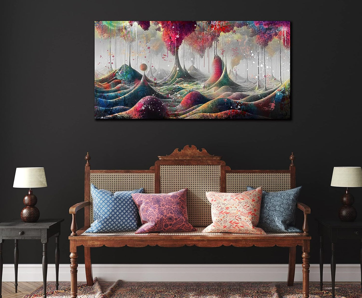 JKWALL77 Mountain Wall-Decor - Graffiti Poster Wall Art - Abstract Canvas Wall Art For Living Room Ready To Hang Size 40" x 20"